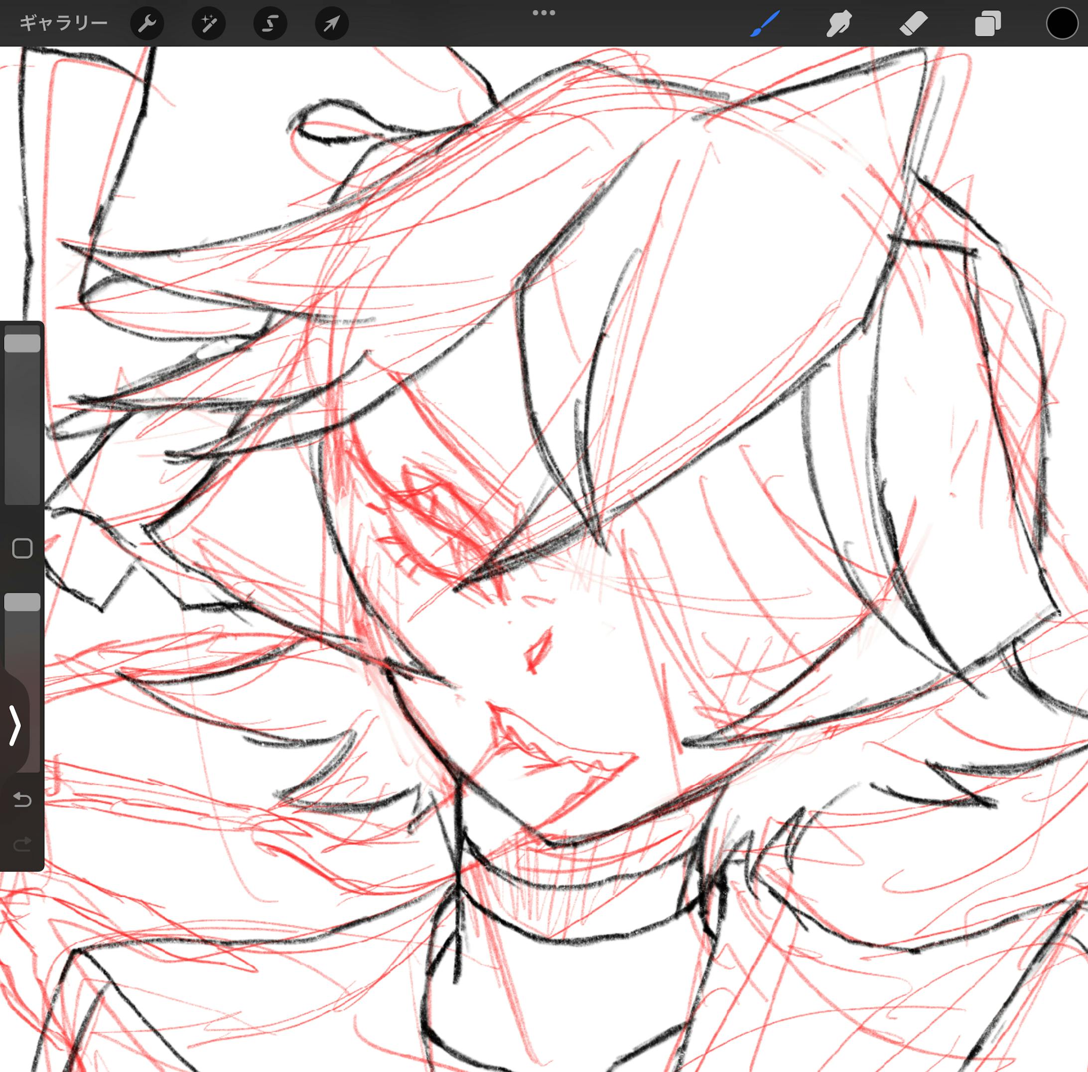 これがラフから線画に移行する時。鉛筆タッチが落ち着きます。 これがラフから線画に移行する時。鉛筆タッチが落ち着きます。