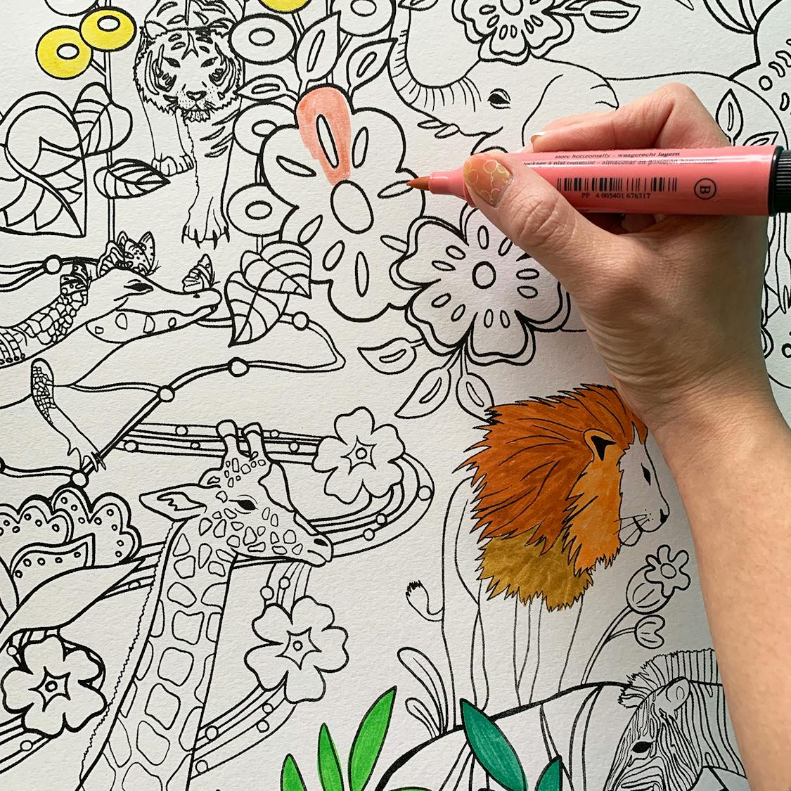 Pin by 優子 赤見内 on 塗り絵 どうぶつ塗り絵 A3ポスター -サファリパーク-