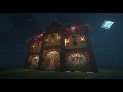 【マイクラ】簡単に作れるおしゃれな赤い屋根の家　Minecraft Stylish red roof house