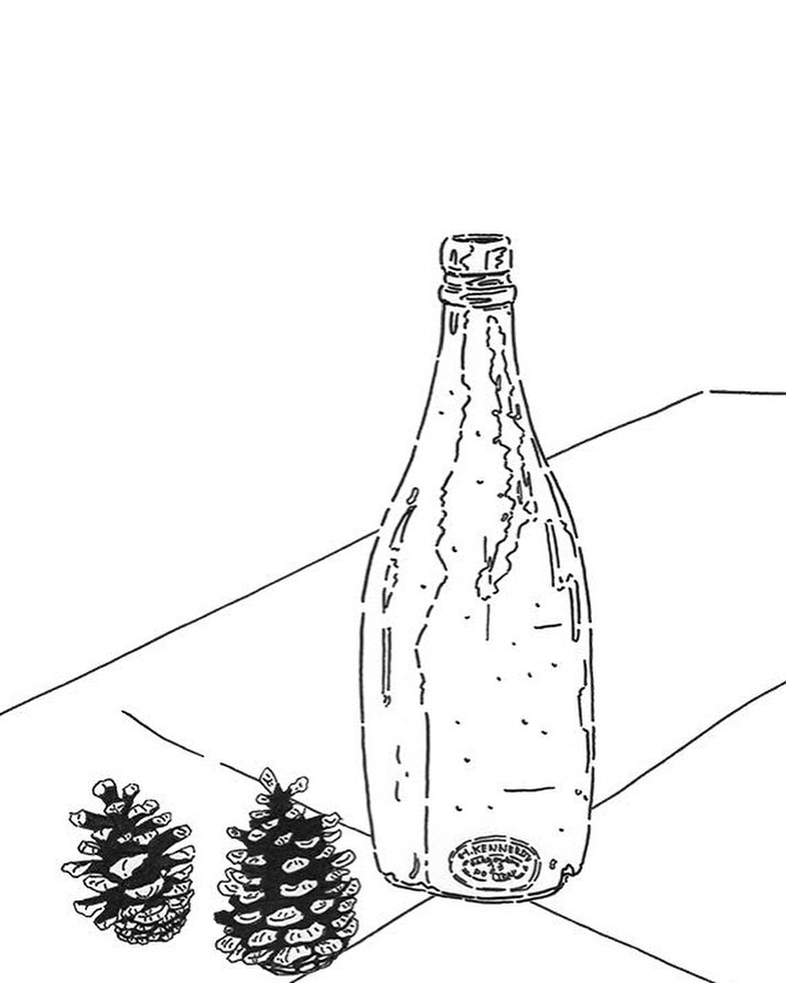 展示用_オリジナル作品_ビンと松ぼっくり