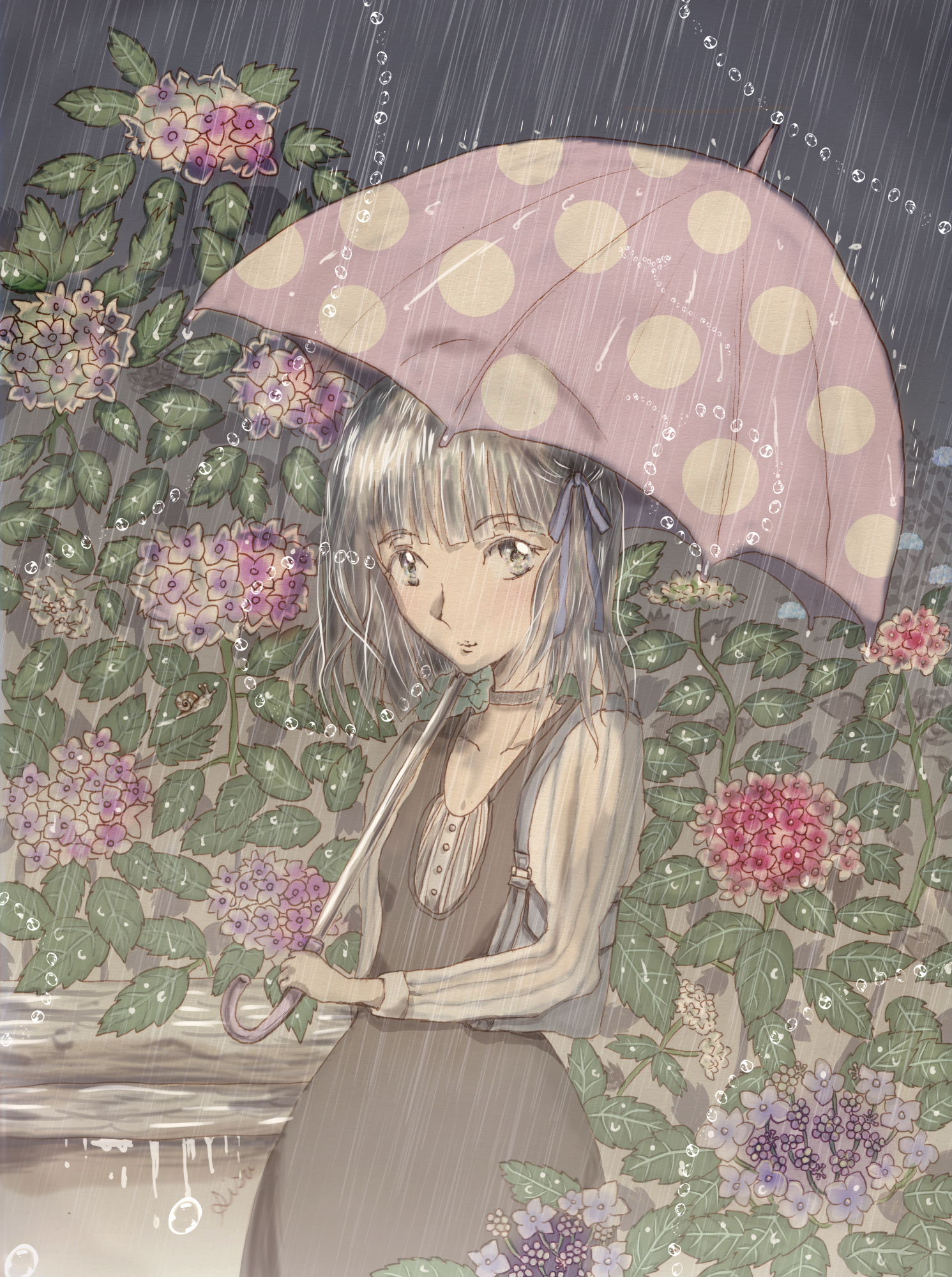 紫陽花と雨と君と