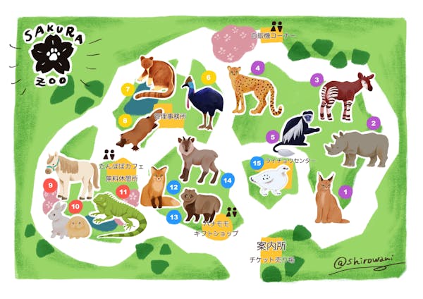 動物園園内マップ+各動物イラスト