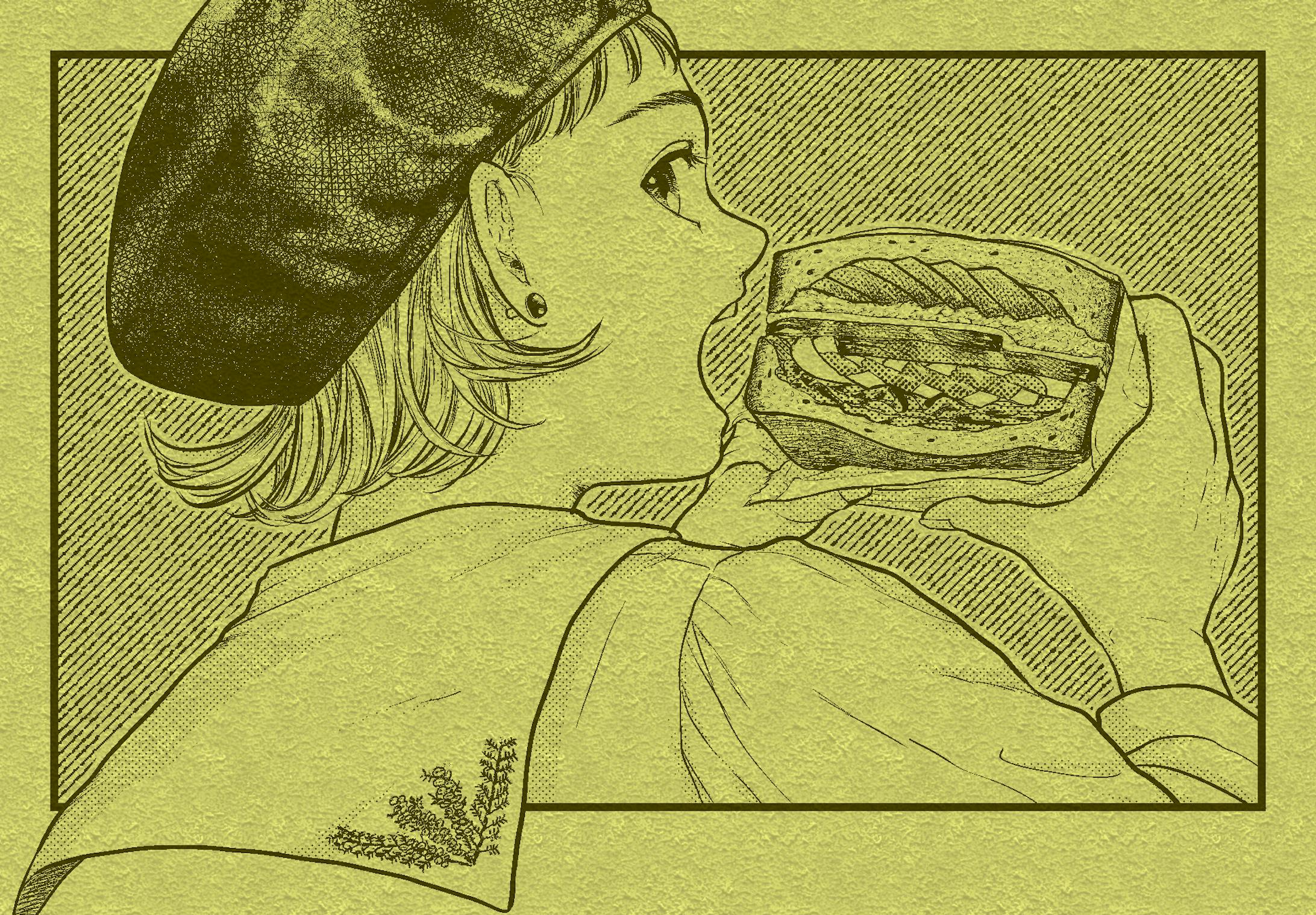 【食べ物×人物シリーズ】サンドイッチ×セーラーカラーの人-1