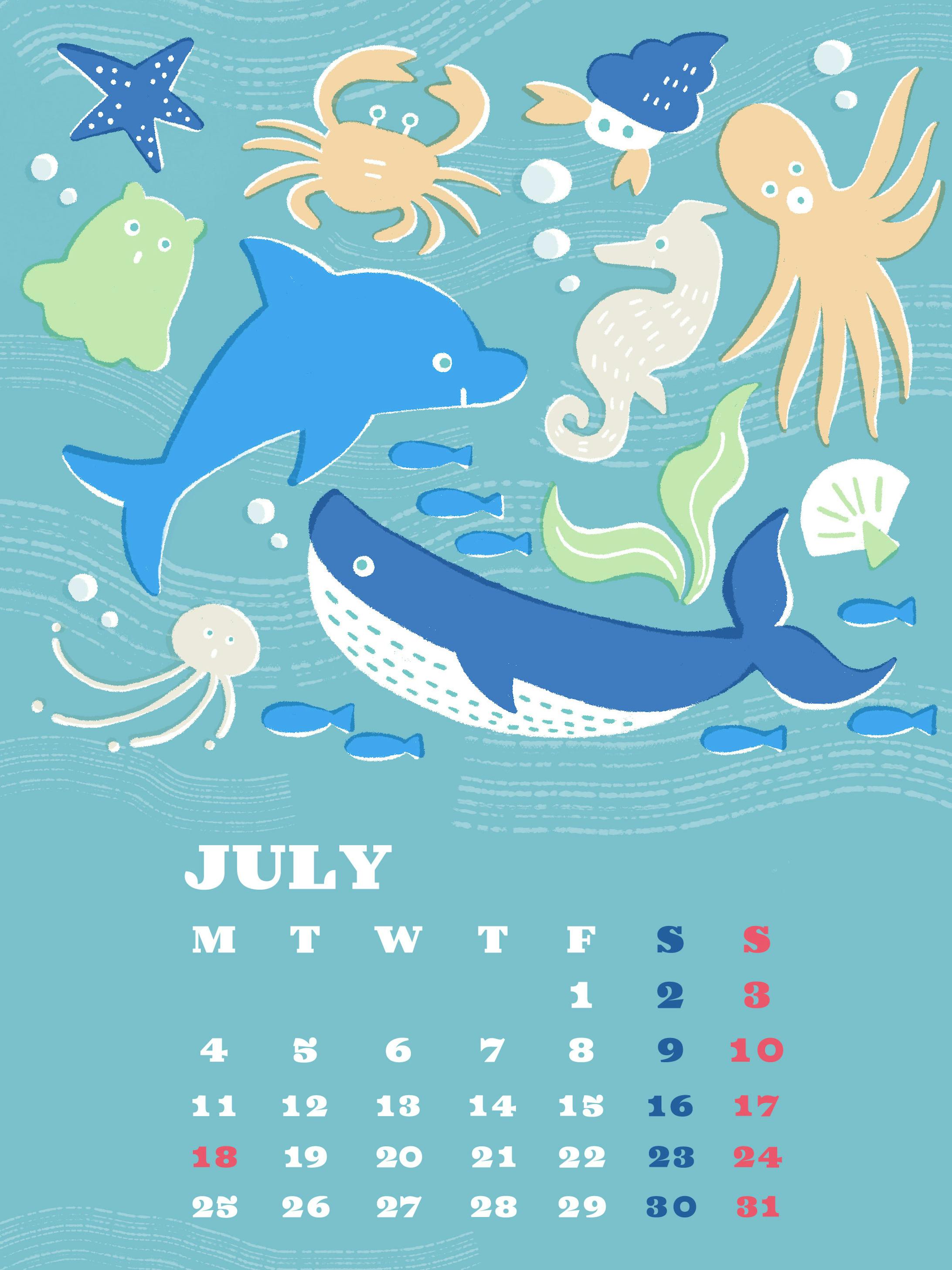 イラストカレンダー　2022年6月7月-2