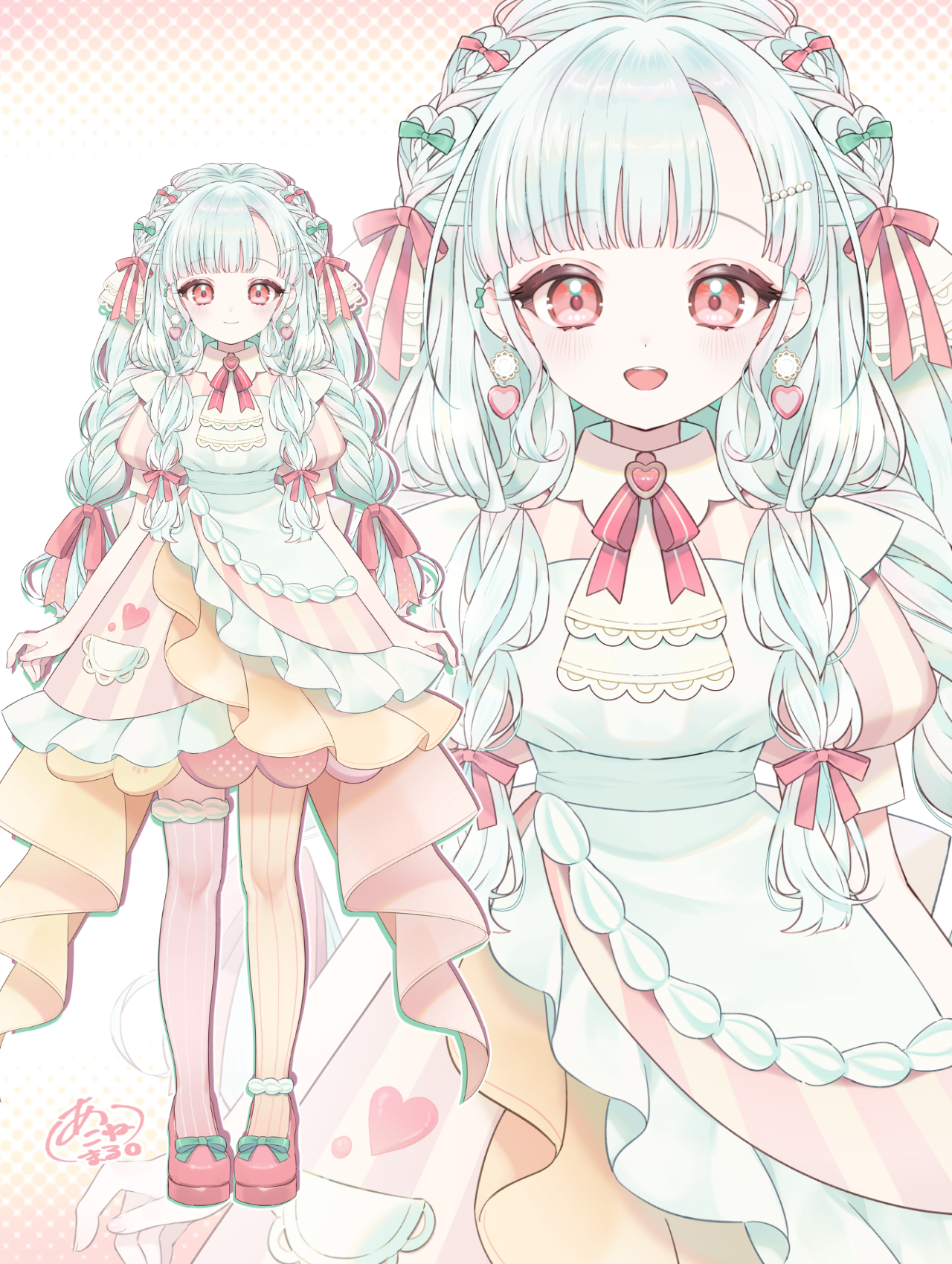 白髪三つ編みメイドちゃん　立ち絵-1