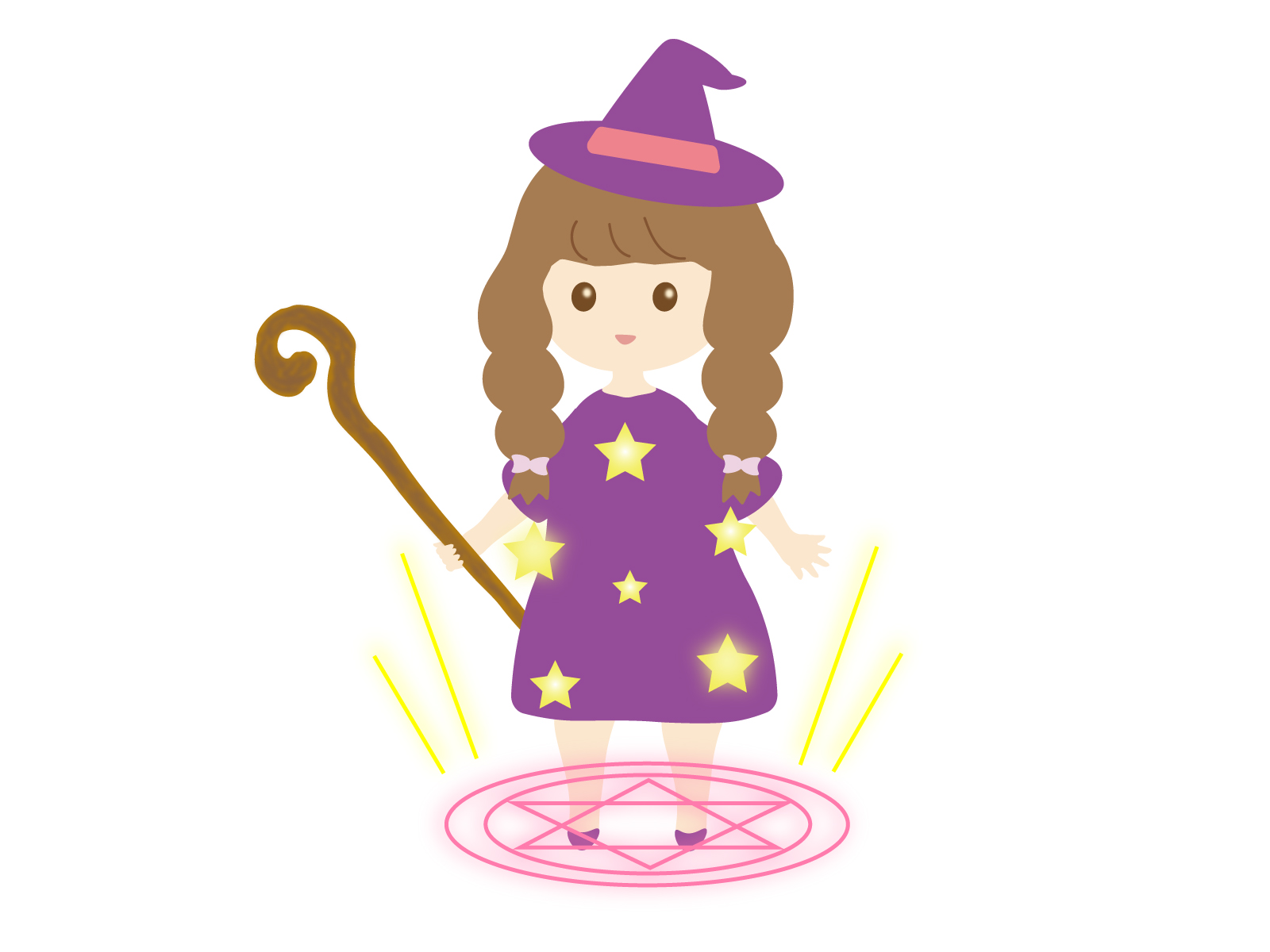 呪文を唱える魔女の女の子 -1