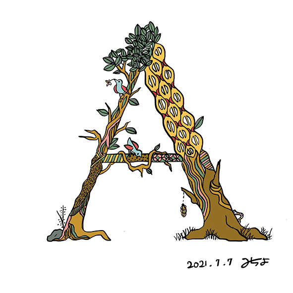 alphabet イラスト“A”〜“R”-1