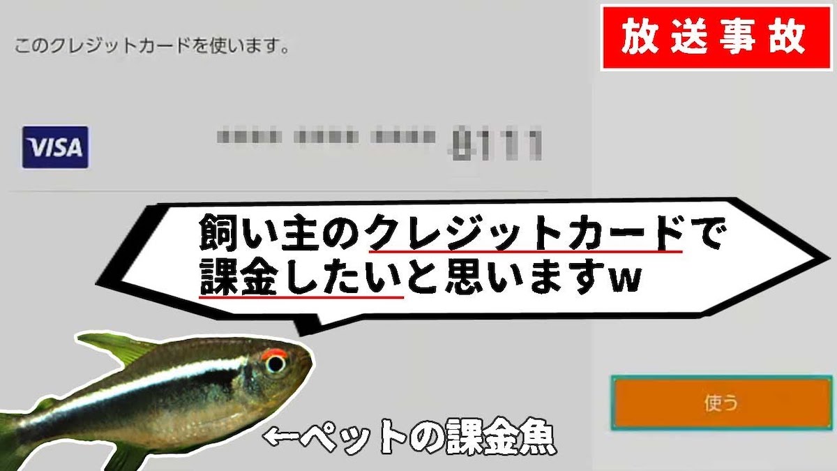 ペットの魚、ゲーム配信中にクレジットカードで秘密の課金!?　ネットをザワつかせた珍事件