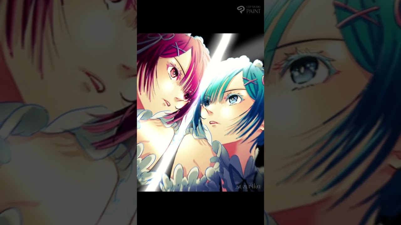 [イラストメイキング]  リゼロ　ラム・レム誕生日イラスト描いてみた - illustration making - #Shorts