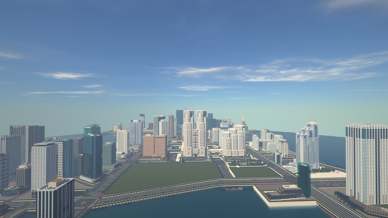 マイクラで再現した新宿の街を空から見てみようー。