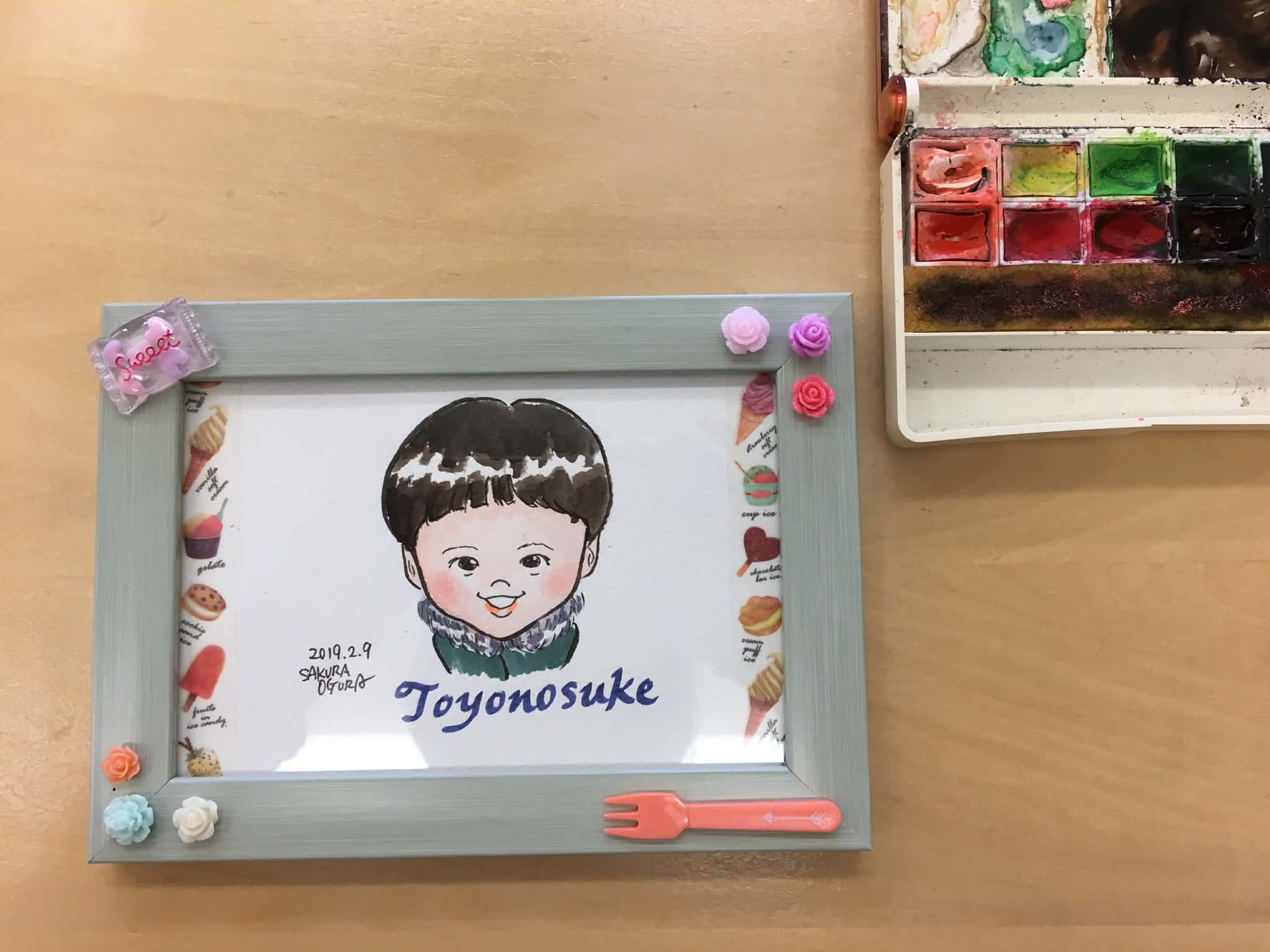 小さな記念似顔絵（ポストカードサイズ）-1