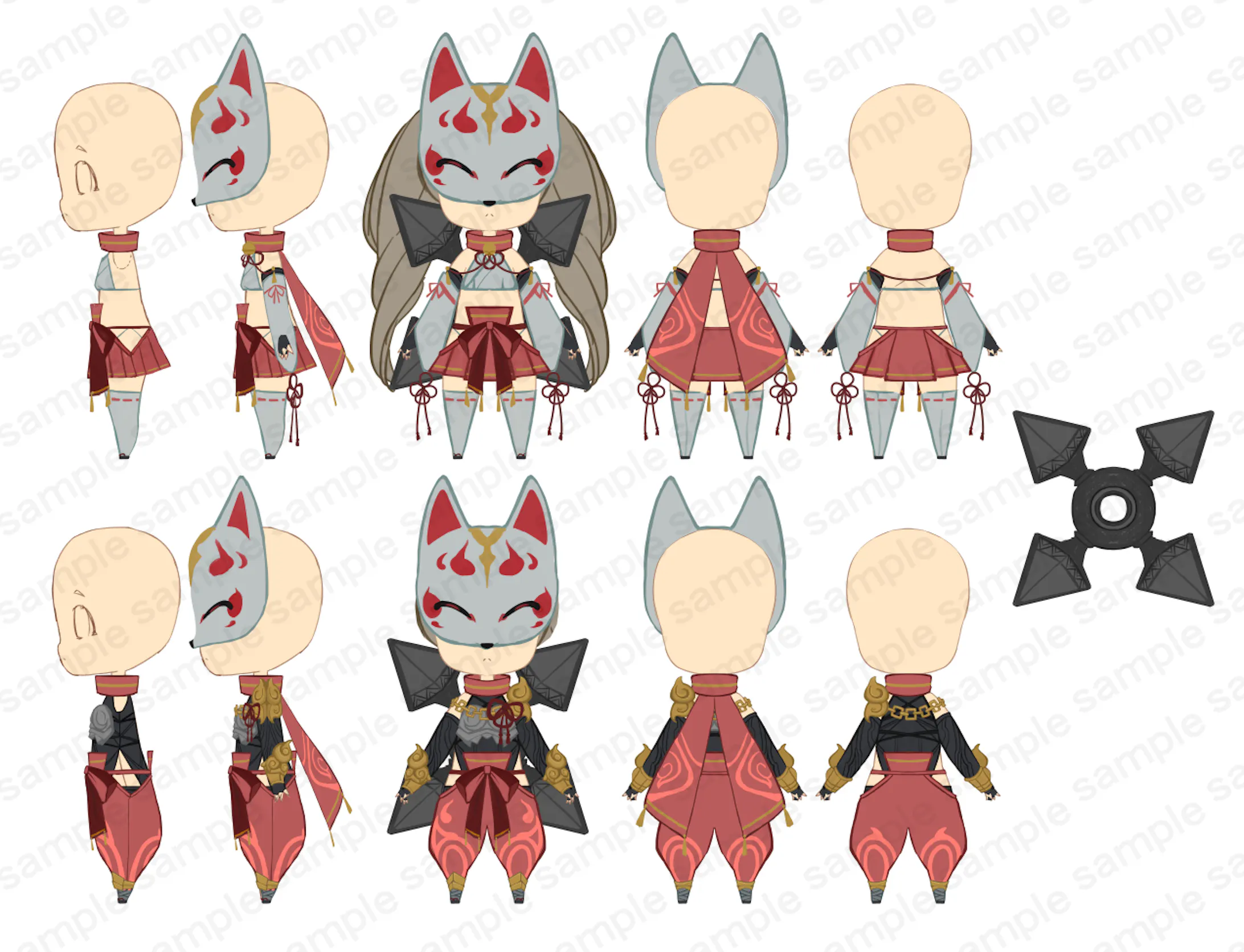 キャラクターデザイン 立ち絵 和風装備デザイン