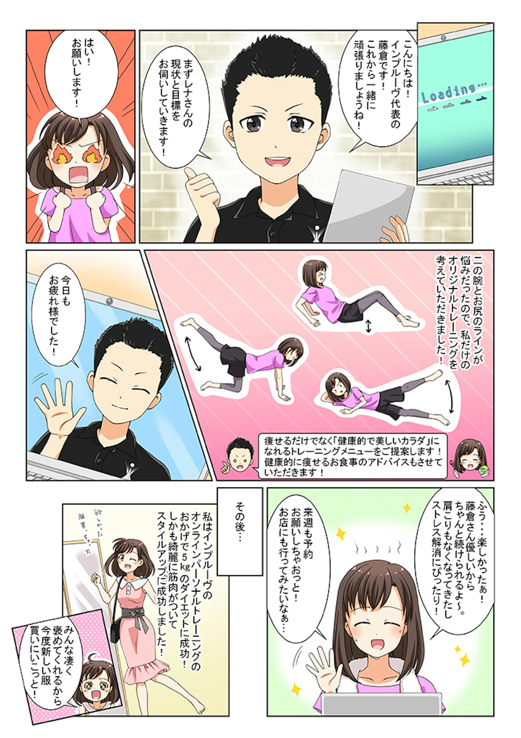【仕事絵】オンラインパーソナルトレーニングのLP漫画とイラスト-4