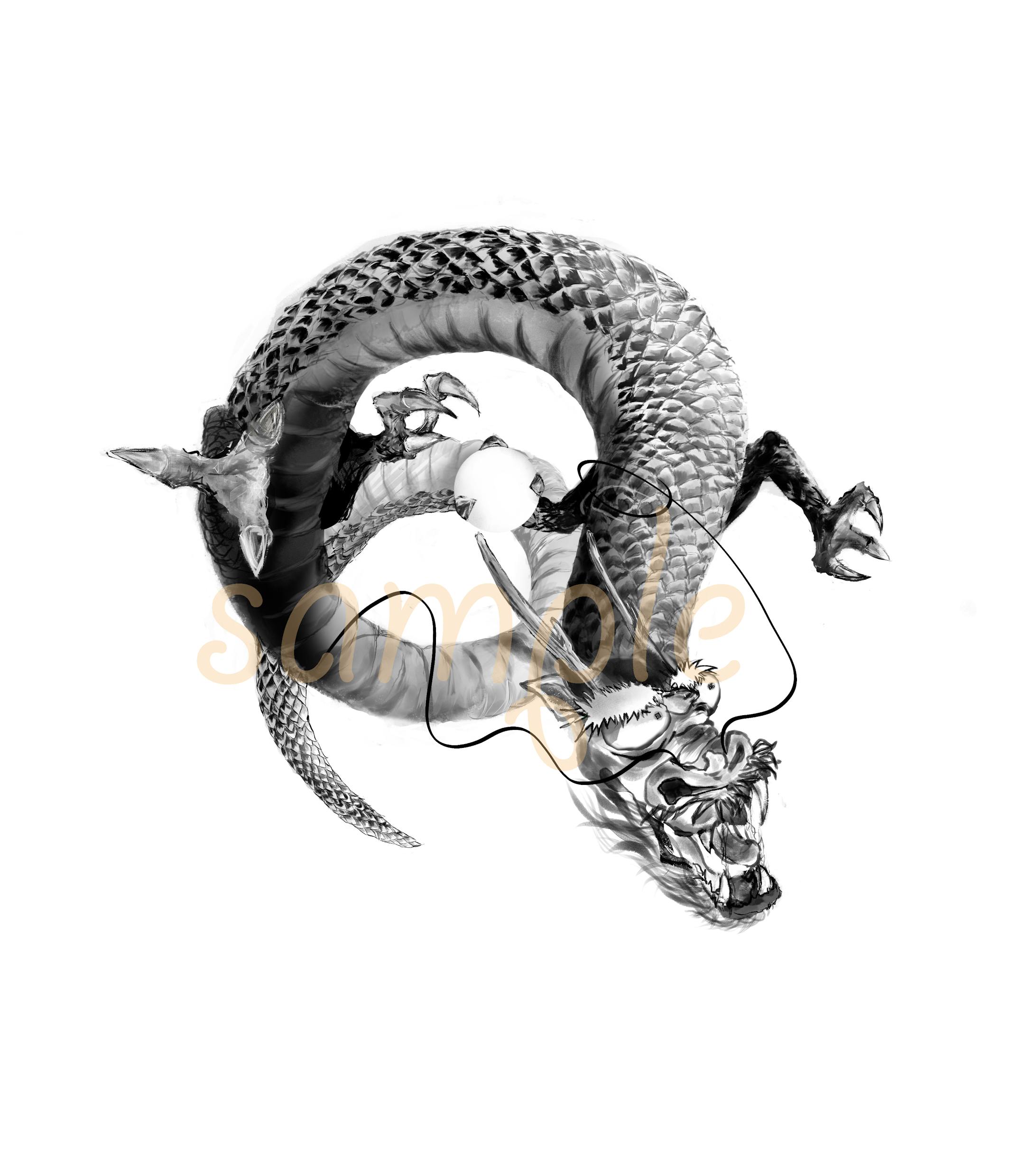 ご依頼YouTube【水墨画風イラスト】龍-1
