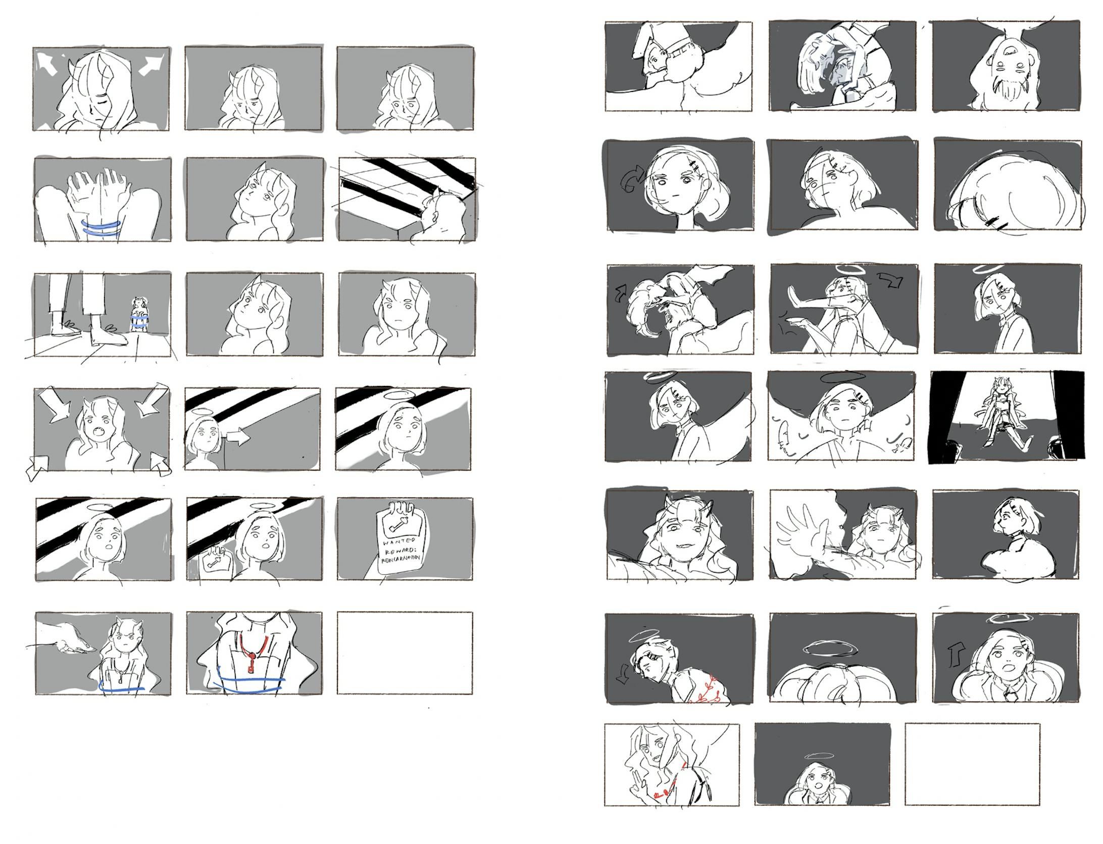 Snippets of the drafted storyboard