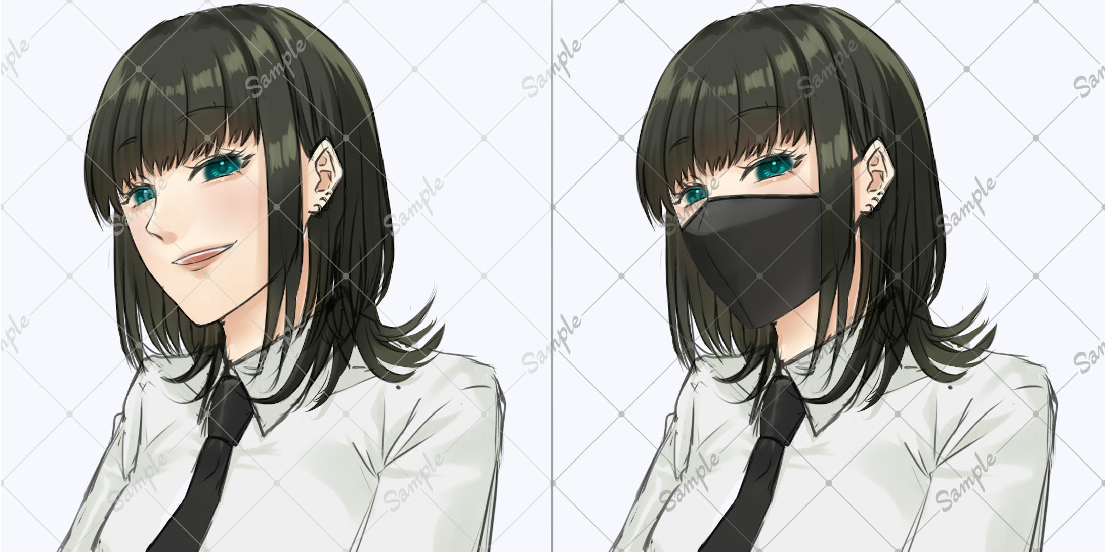   【2022.8】【アイコンイラスト】【ツール:SAI2】【作業時間:約10時間】外見の特徴は依頼者様から指定を頂いています。格好いい雰囲気を希望されていたので、美少女イラスト風の絵柄ではなく通常の絵柄で描きました。見下ろし気味でマスクをしても笑っているのが分かる様に下瞼に力が入ってる笑顔にしました。     【2022.8】【アイコンイラスト】【ツール:SAI2】【作業時間:約10時間】外見の特徴は依頼者様から指定を頂いています。格好いい雰囲気を希望されていたので、美少女イラスト風の絵柄ではなく通常の絵柄で描きました。見下ろし気味でマスクをしても笑っているのが分かる様に下瞼に力が入ってる笑顔にしました。  