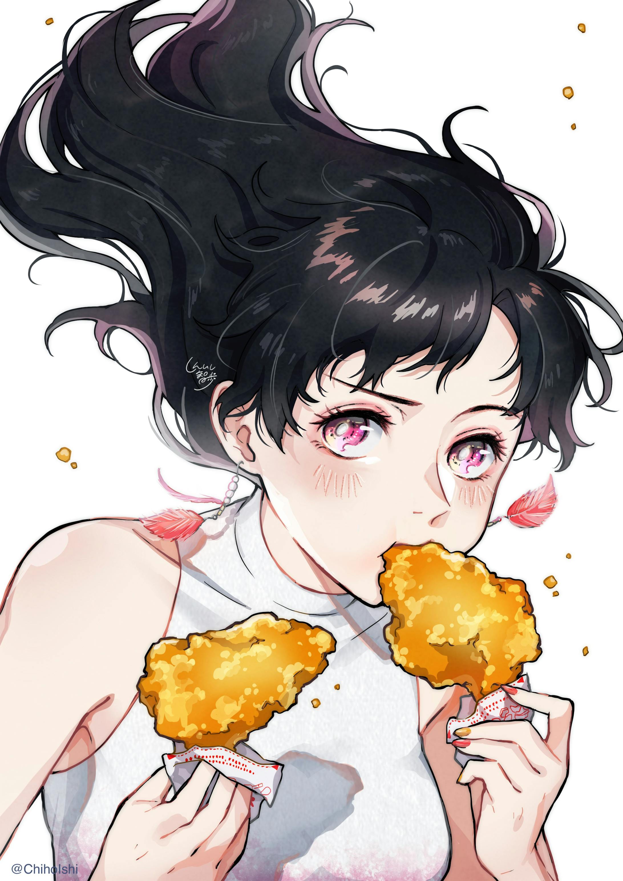 食べる女の子 フライドチキン 食べる女の子 フライドチキン