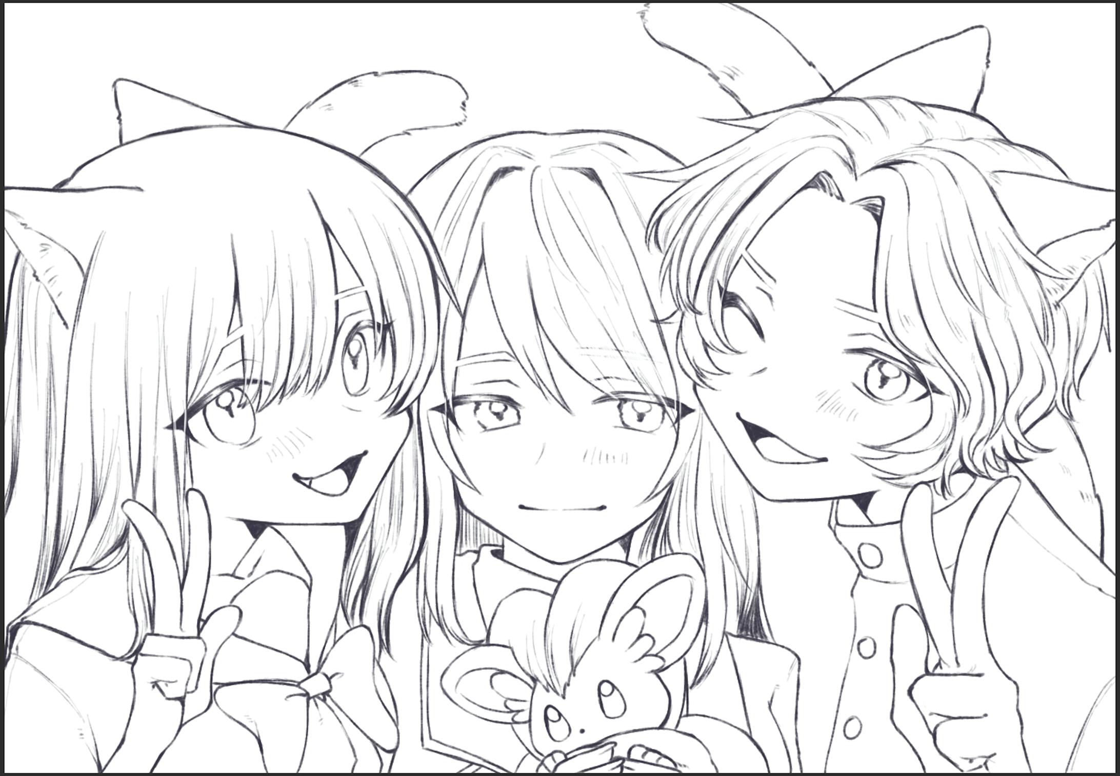 ラフ提示後、ご依頼者様からOKを頂いたので線画まで進めている段階です。 ラフ提示後、ご依頼者様からOKを頂いたので線画まで進めている段階です。