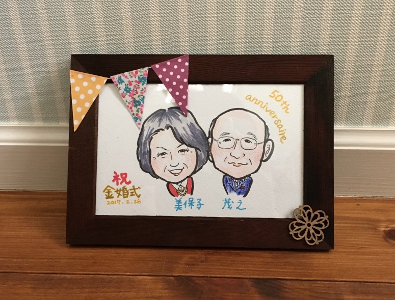 小さな記念似顔絵（ポストカードサイズ）-1