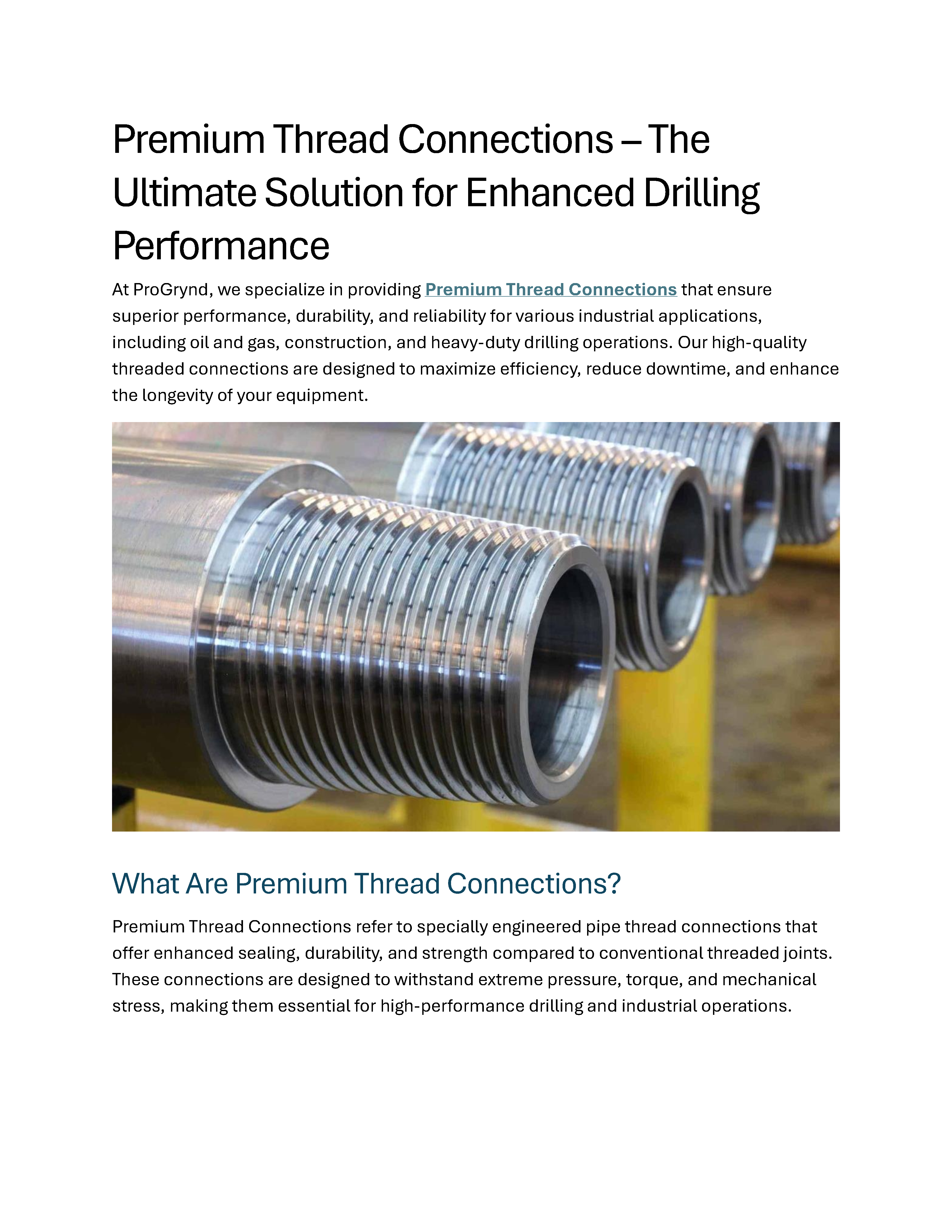 Premium Thread Connections | ProGrynd