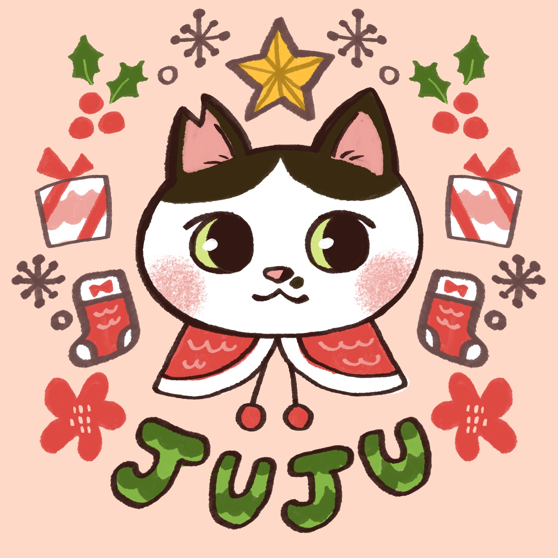 ジュジュ クリスマス_似顔絵-1