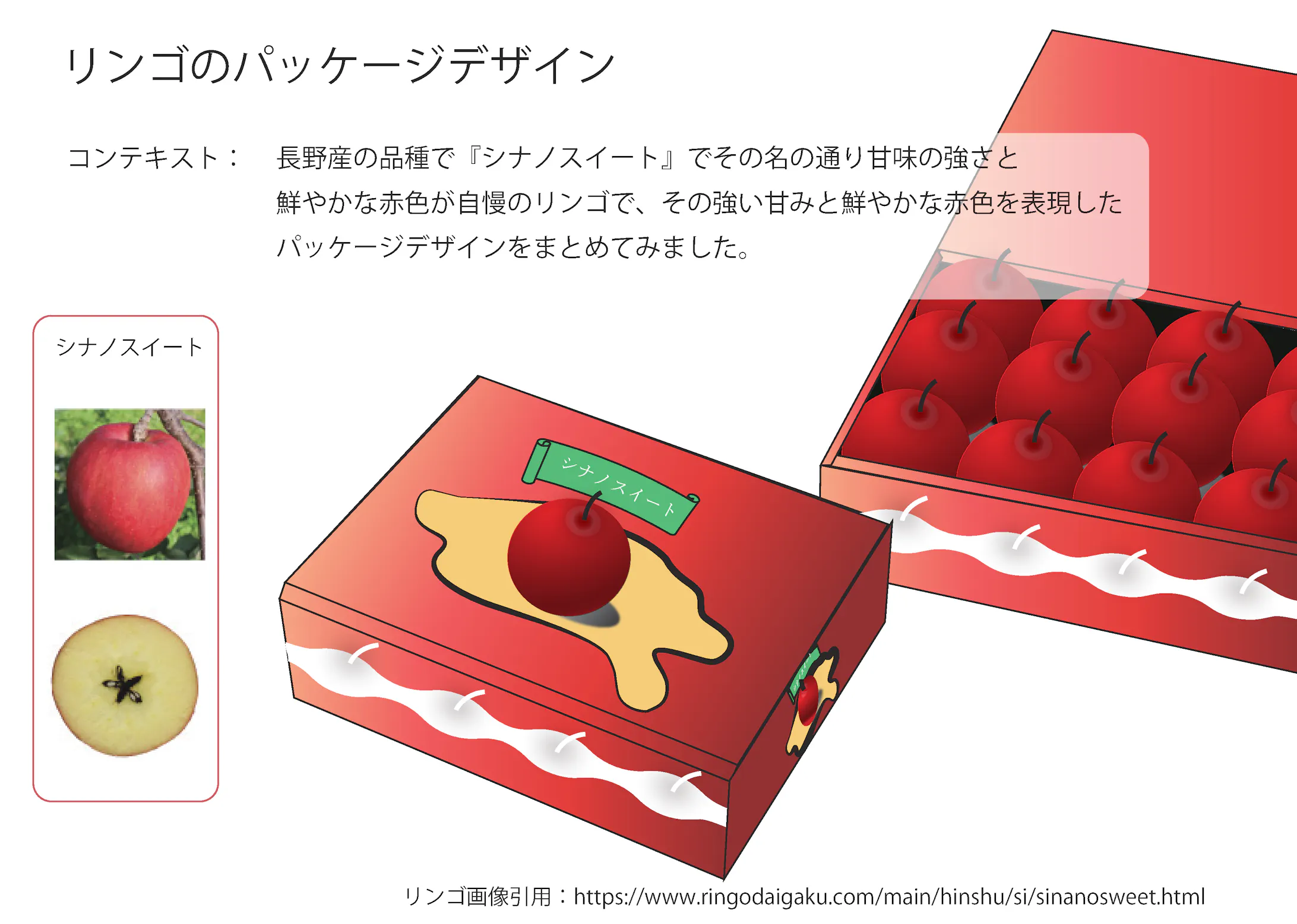 りんごのパッケージデザイン