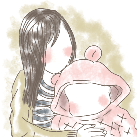 赤ちゃんとママ　イラスト（色あり）-1