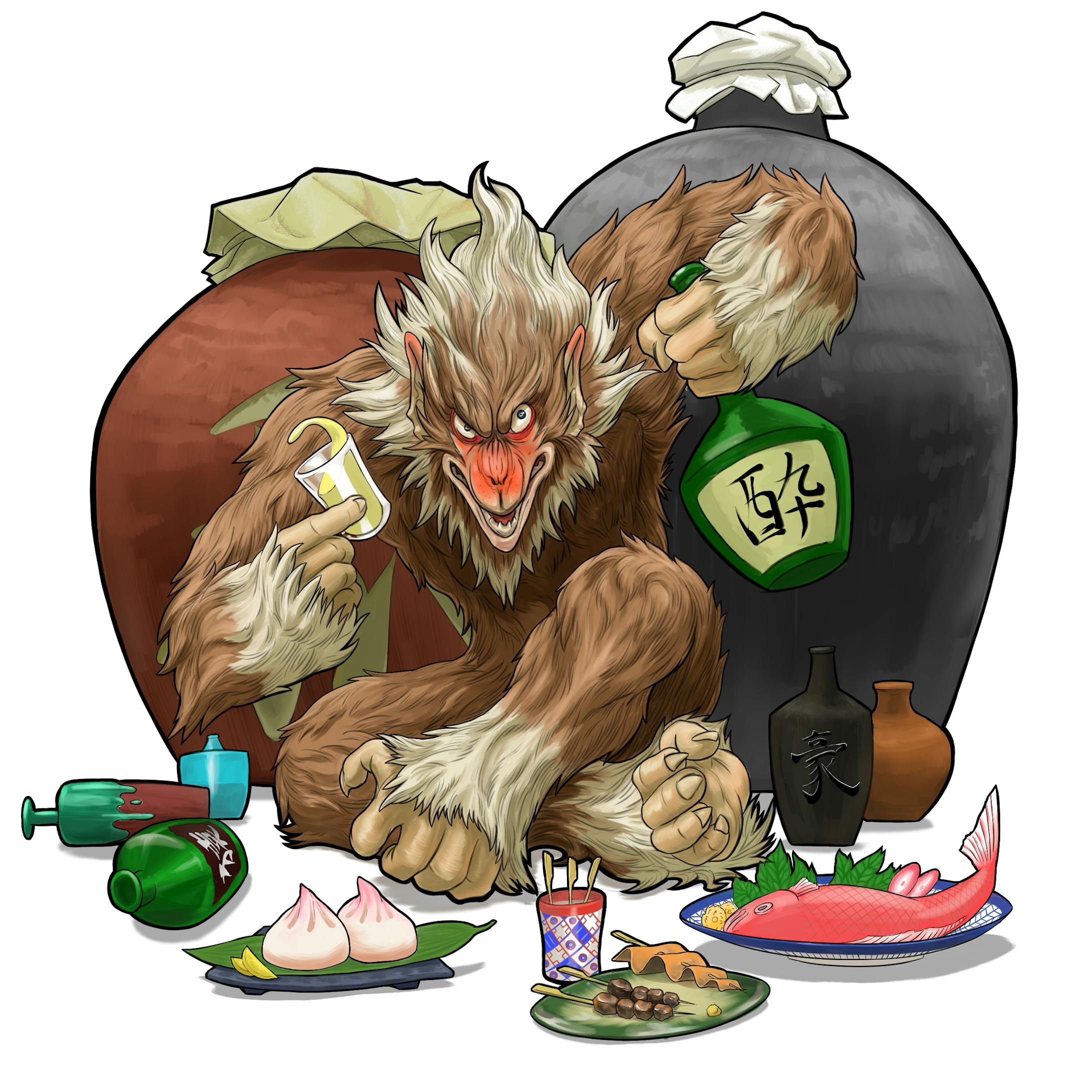 酒飲み猿 笑
