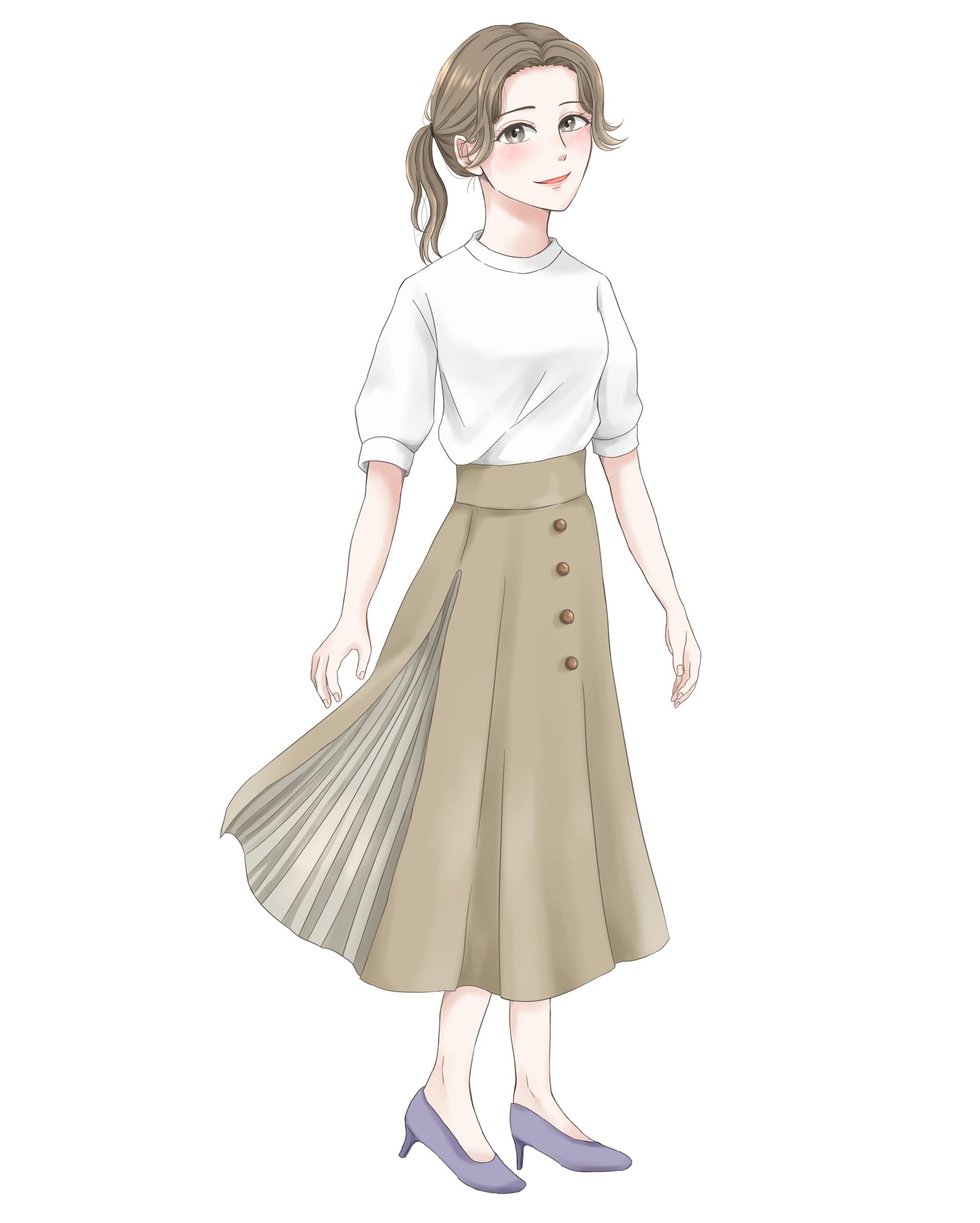 綺麗系私服の女の子立ち絵-1