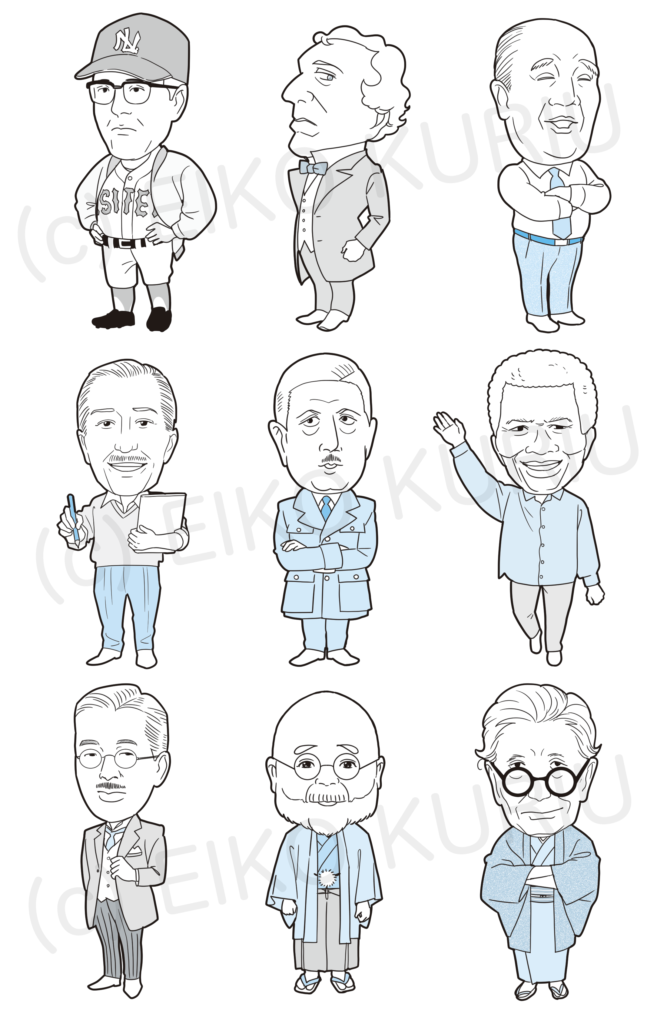 『人生！逆転図鑑』著名人イラスト-1