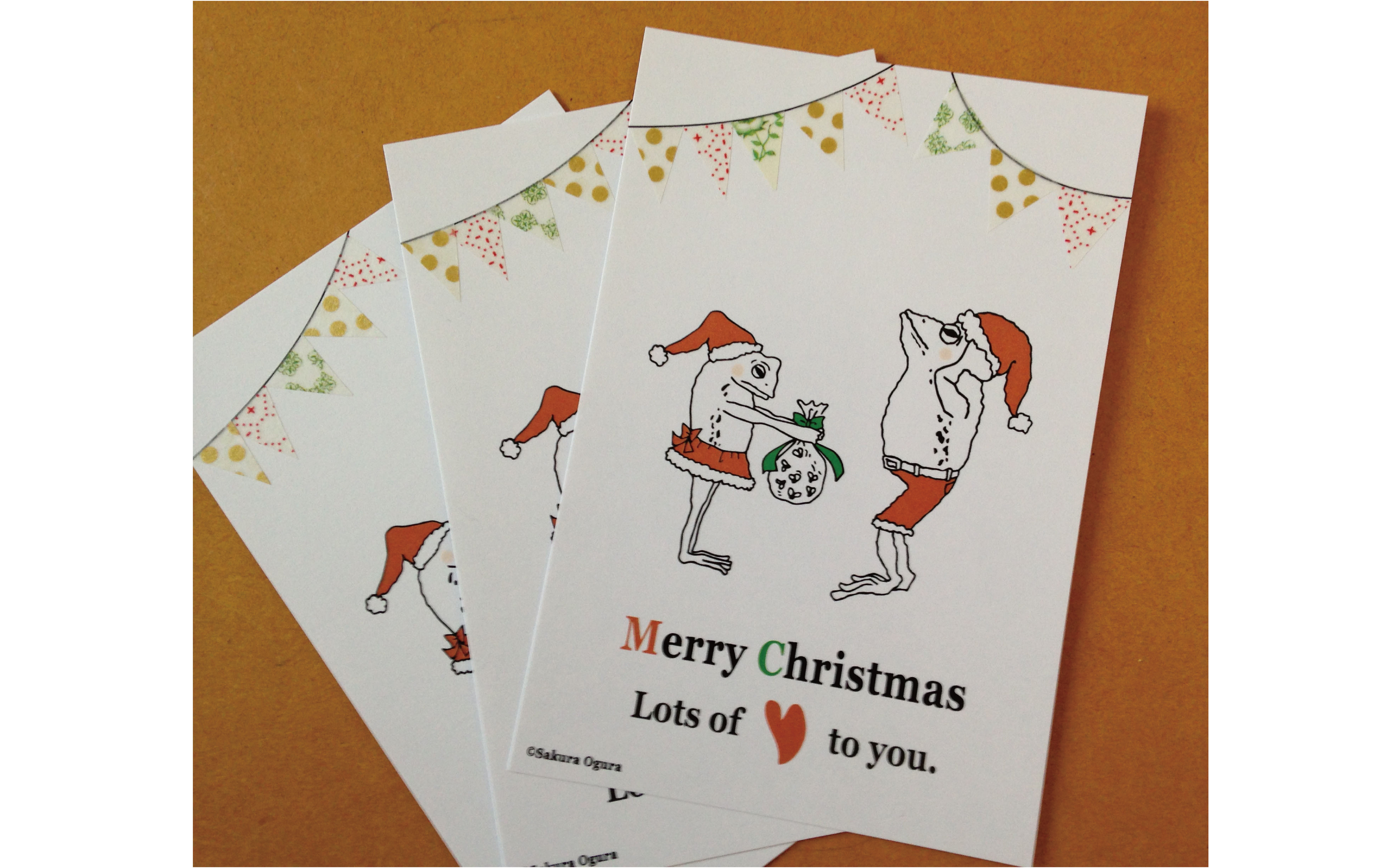 ポストカード：クリスマスカード(蛙)-1