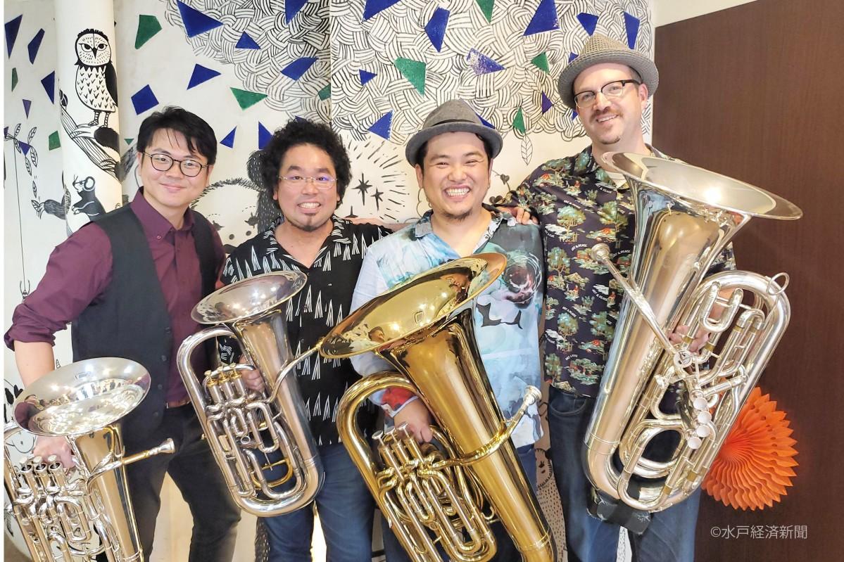 水戸のコミュニティースペースでユーフォニアム四重奏ライブ「FUNKARU LIVE」
