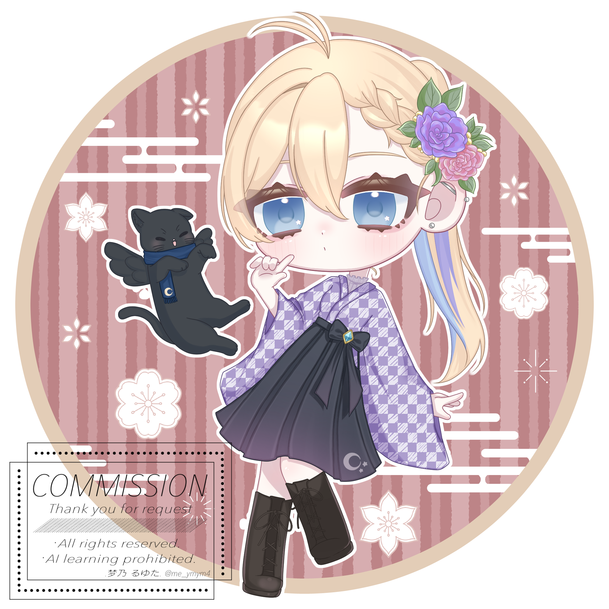 【星空月叶様】ご依頼ミニキャラ(表情髪型・背景差分)-1