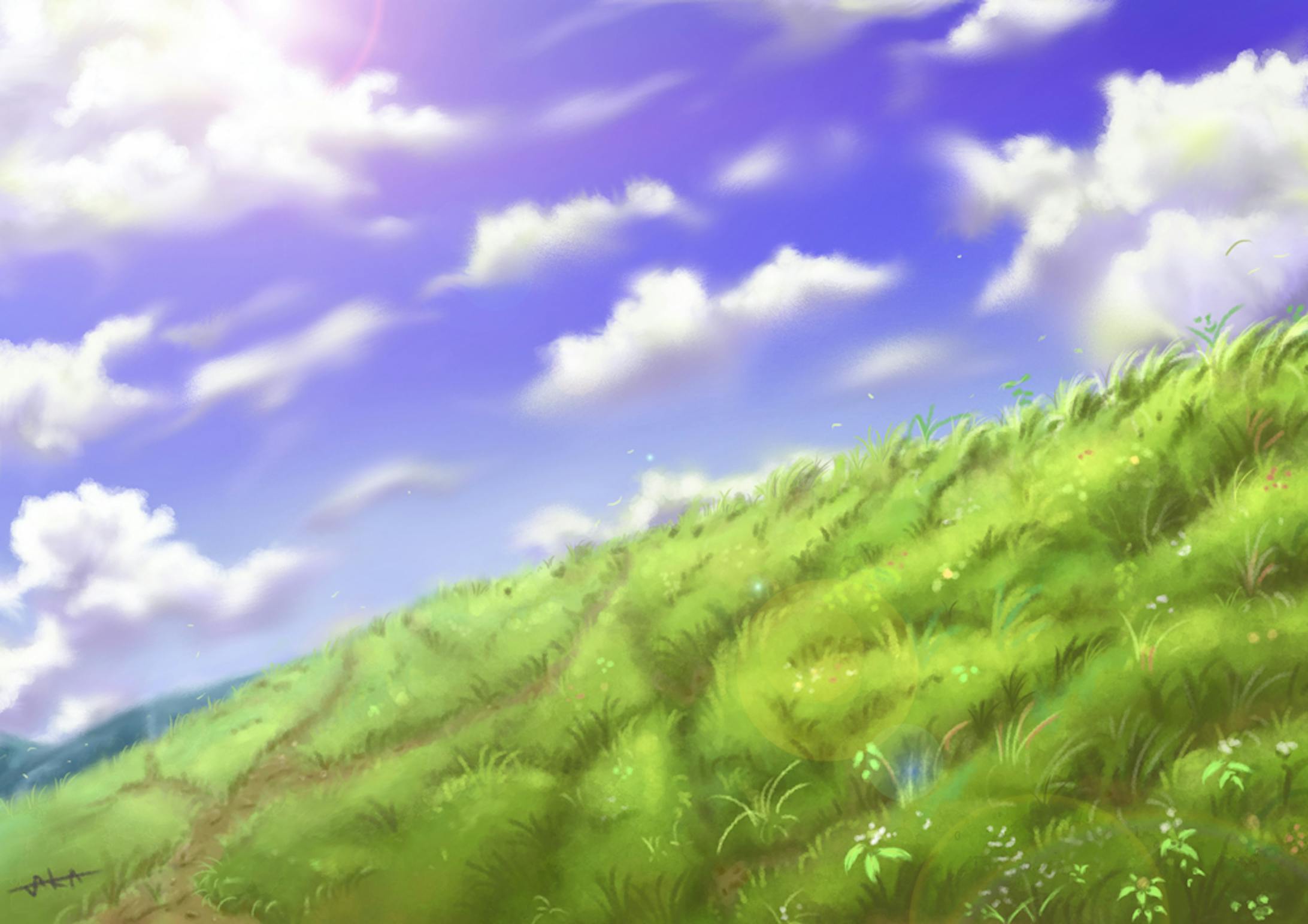 空と草原　丘-1