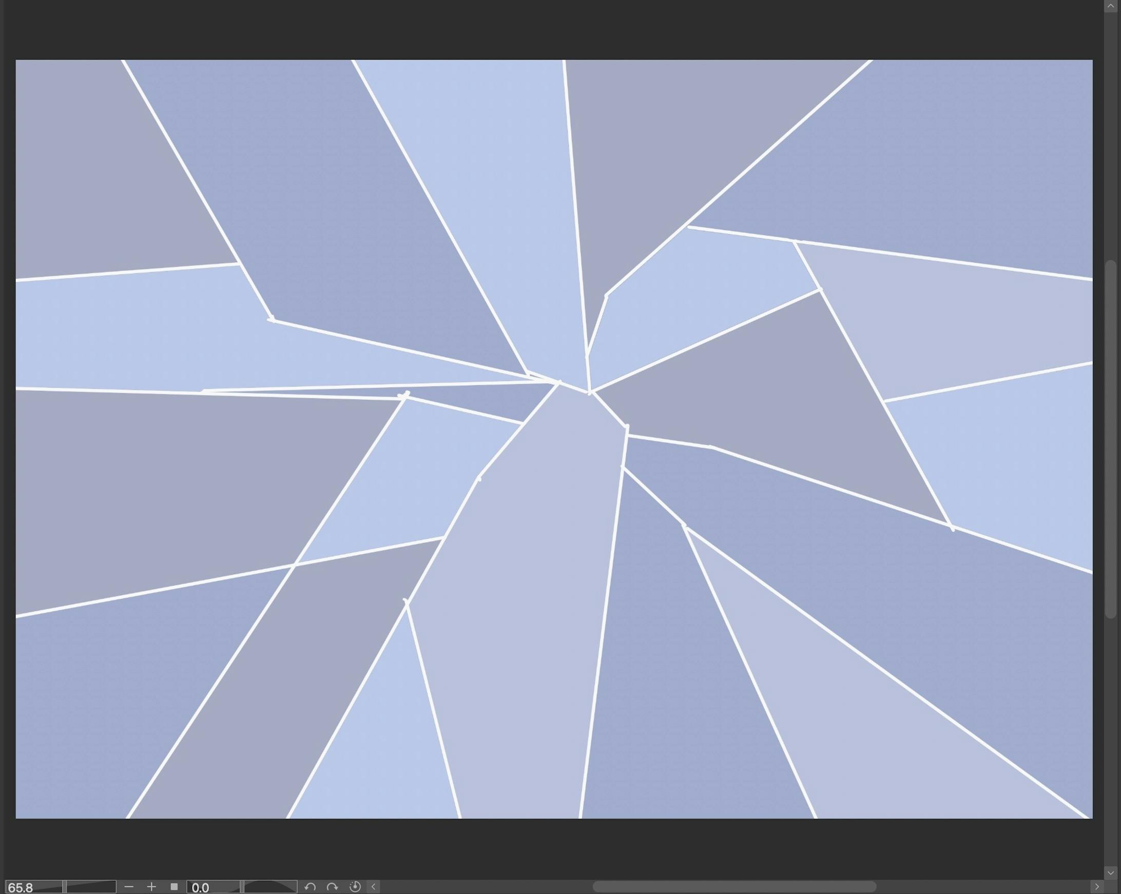 割れたガラスのように、僅かに色の違いをつけて塗っていきます。色が違う部分のレイヤーは、オーバーレイで不透明度70%に設定しています。