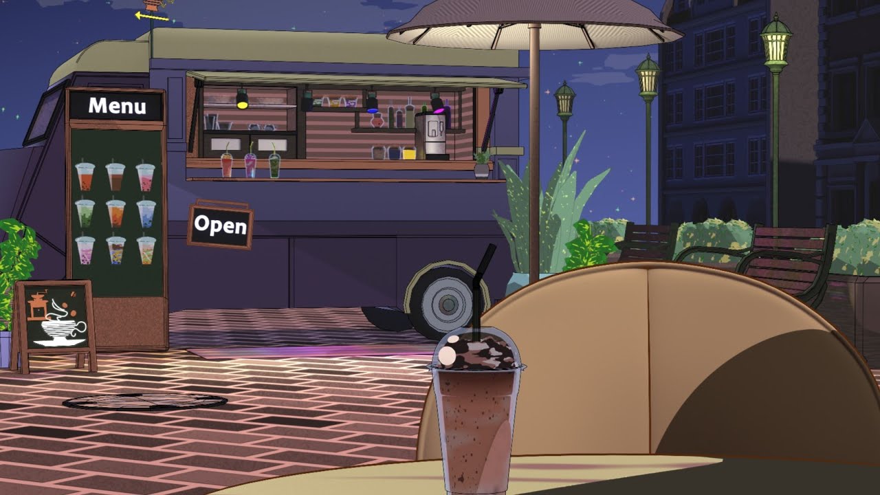 【vtuber,配信者向け汎用配信背景】休息キッチンカー【blender】