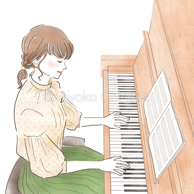 のんびり弾きたいオトナが始める初心者ピアノ2022-23 表紙イラスト
