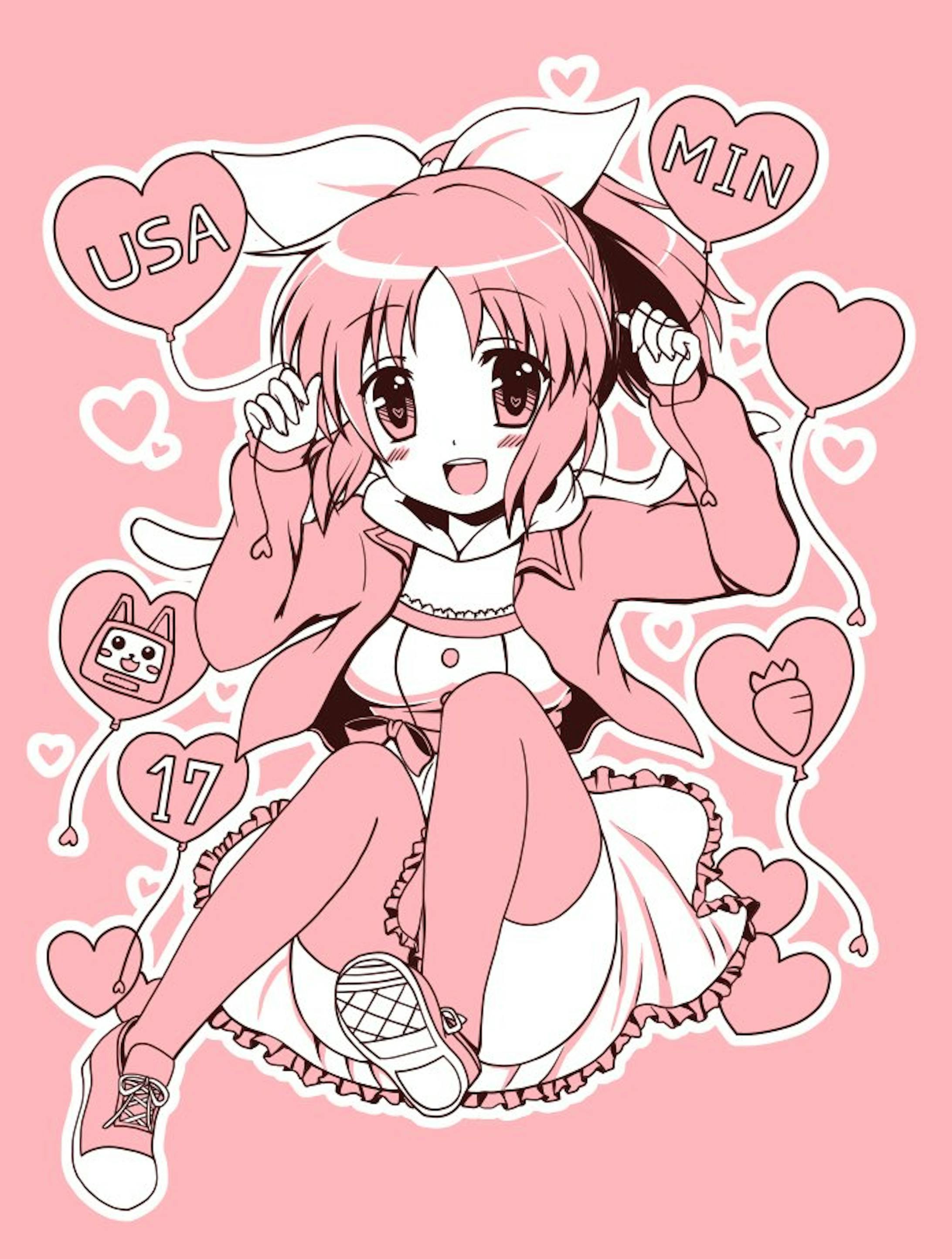 線画のイラストを知人に着色して頂き企業様に提出致しました。