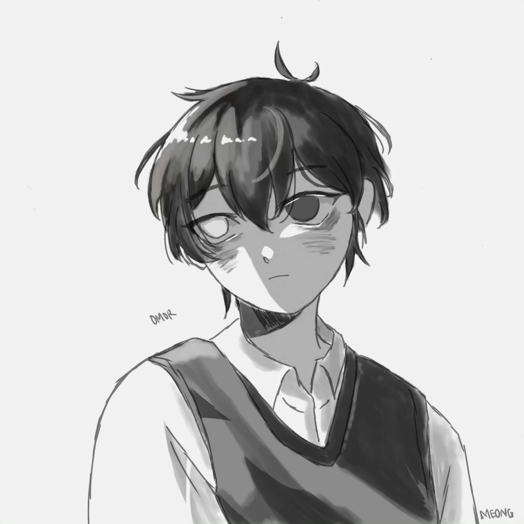 Omori/Sunny - B&W Potrait Illustration-1