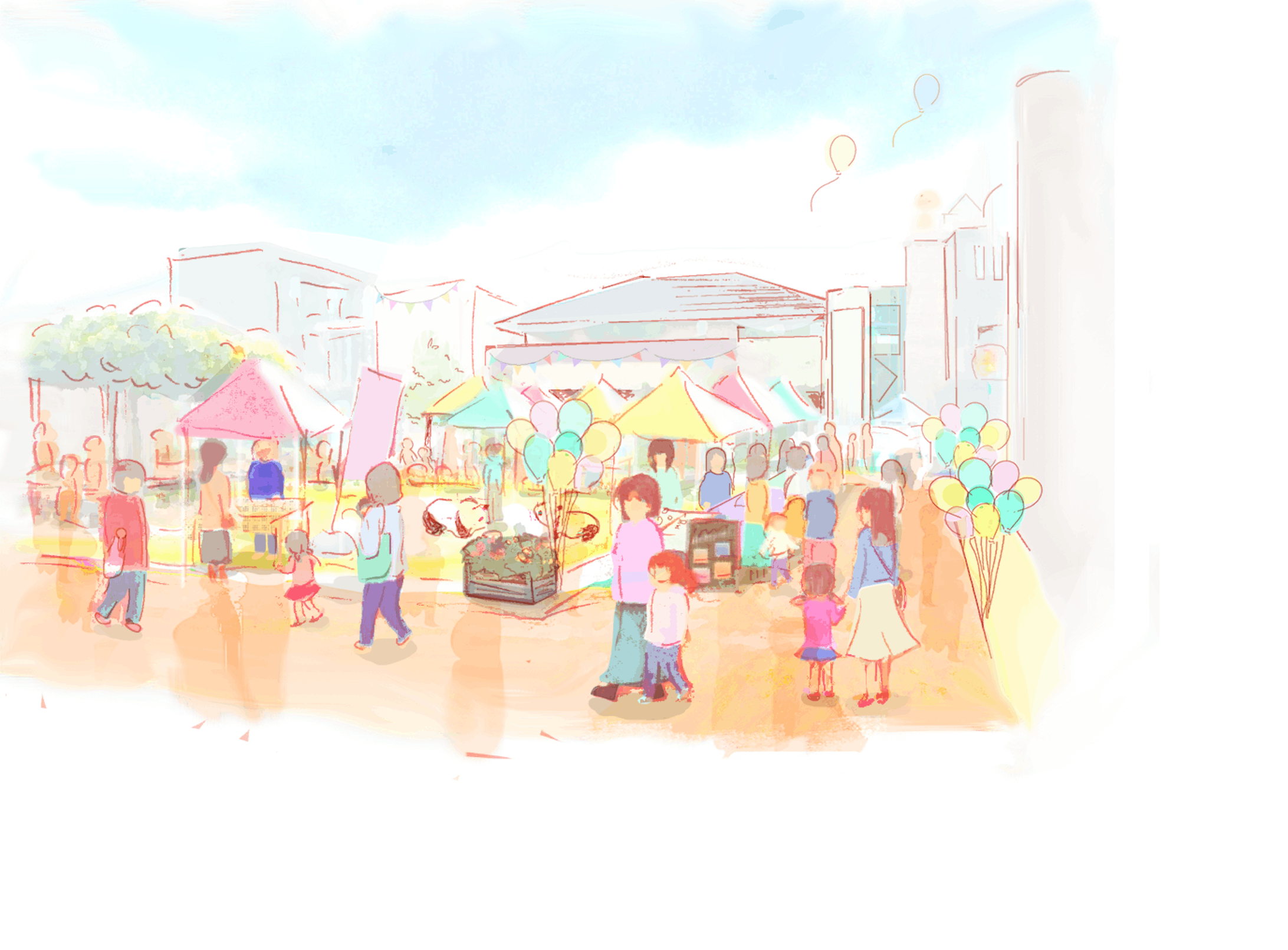 ほっこりマルシェメインイラスト ロゴ