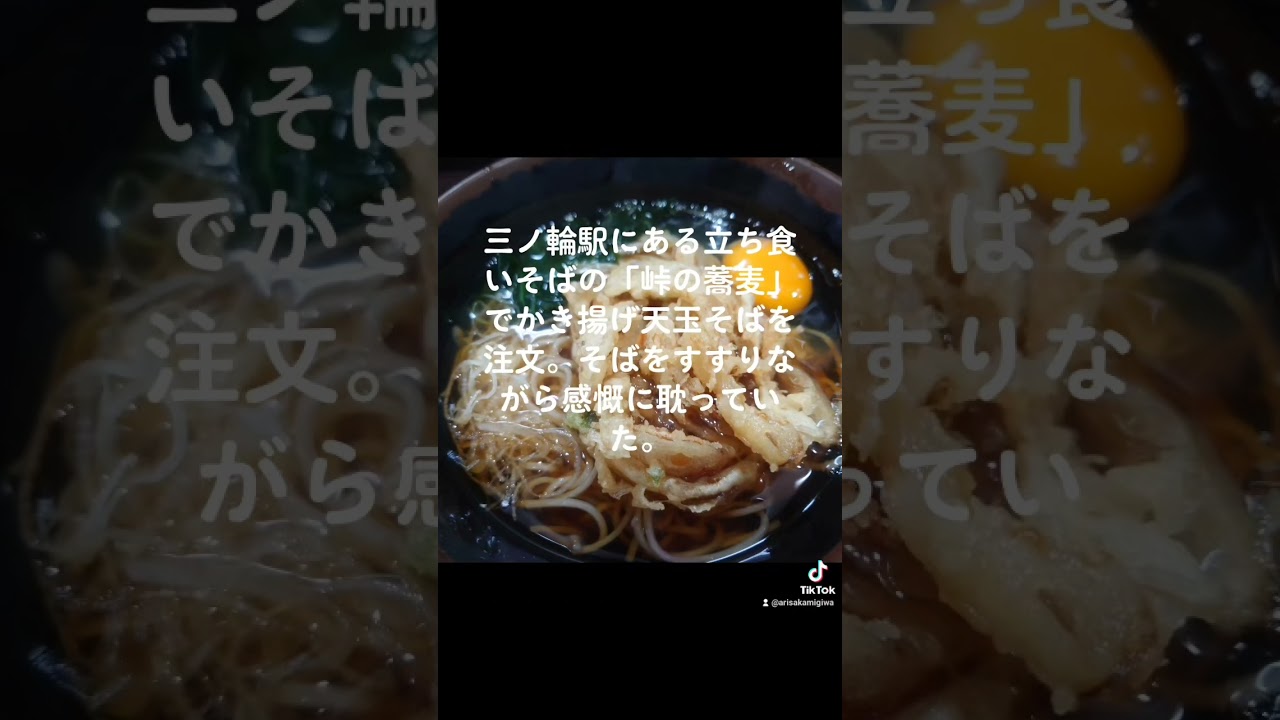 峠の蕎麦でかき揚げ天玉そばをすする