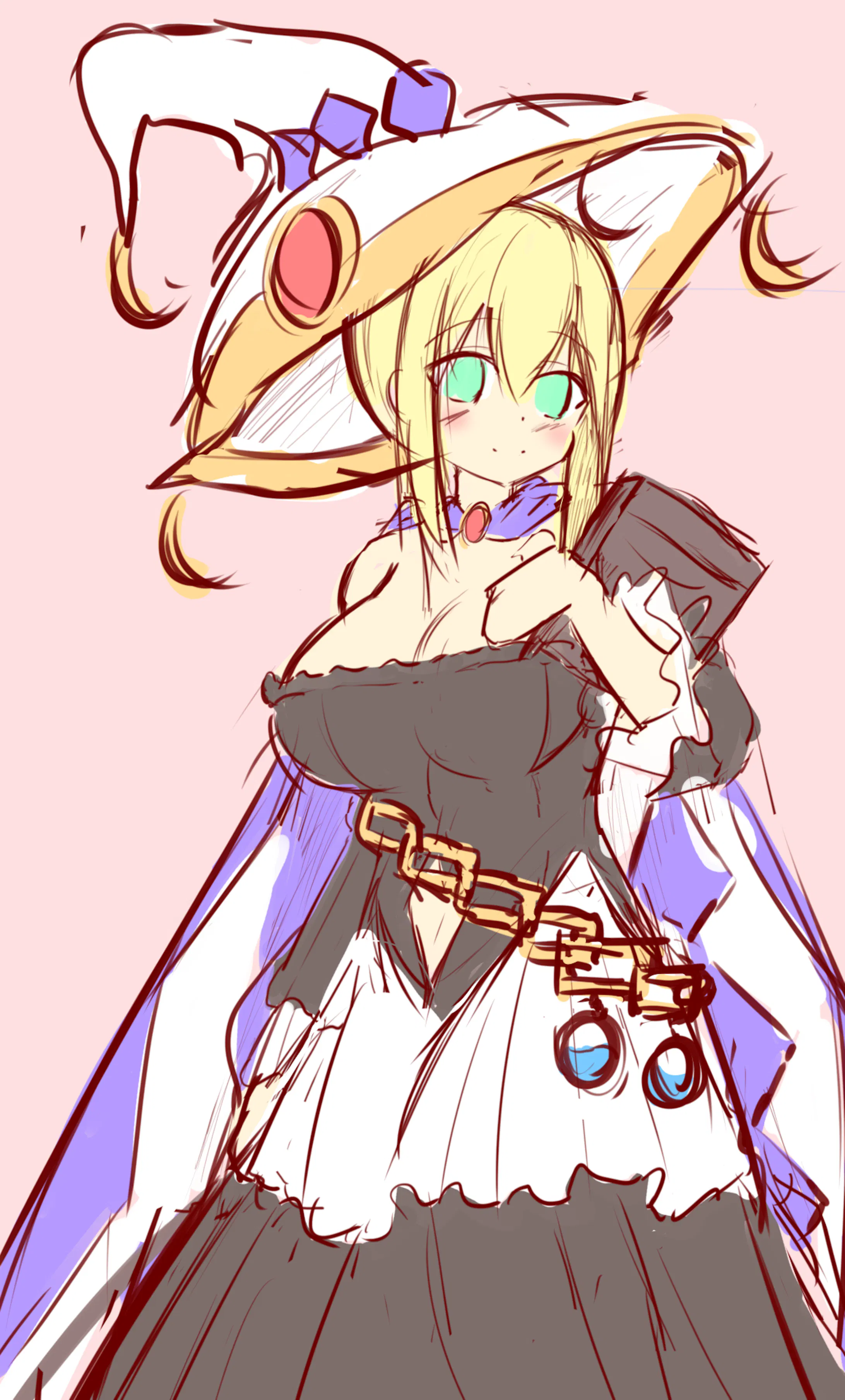 魔法使いをイメージしたイラスト 下書き キャラクターデザイン