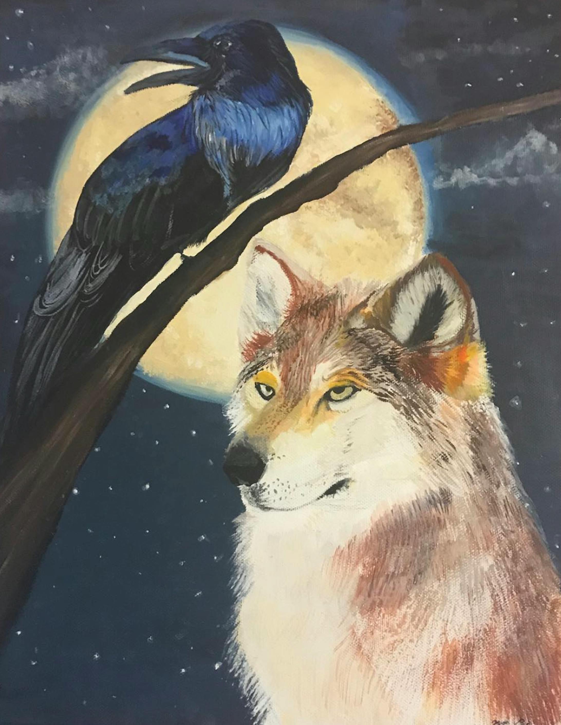 Raven & Wolf painting comm