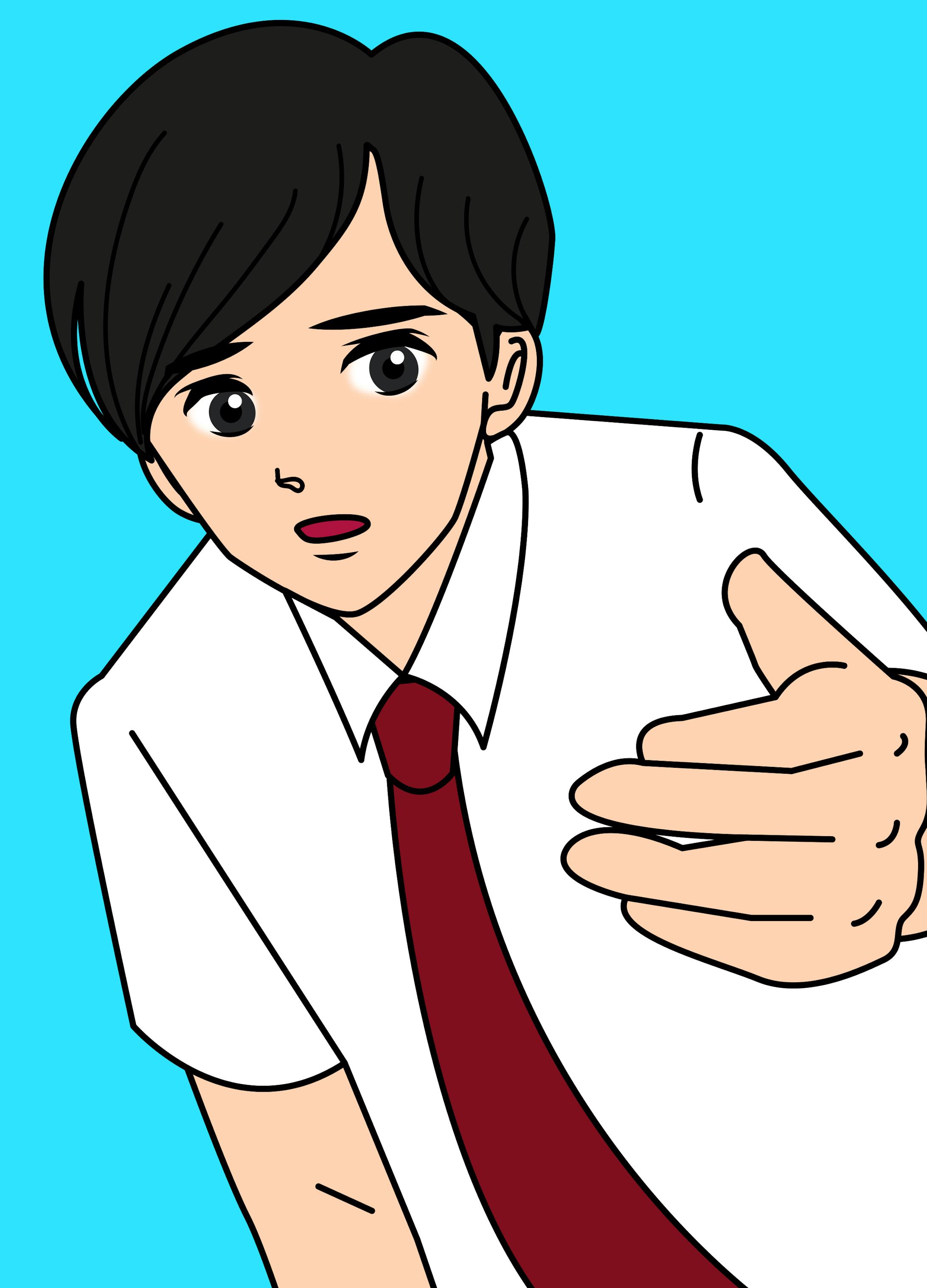 かがんで手を差し伸べる男性-1