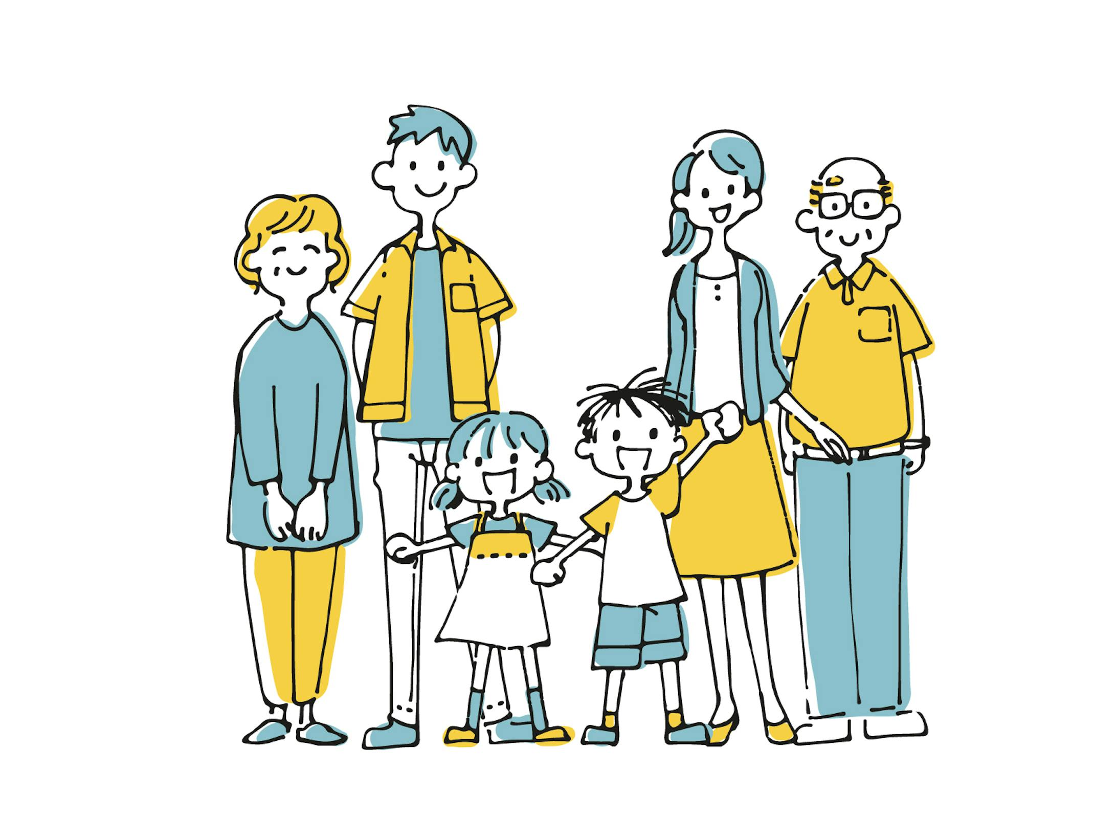 6人家族のイラスト 6人家族のイラスト
