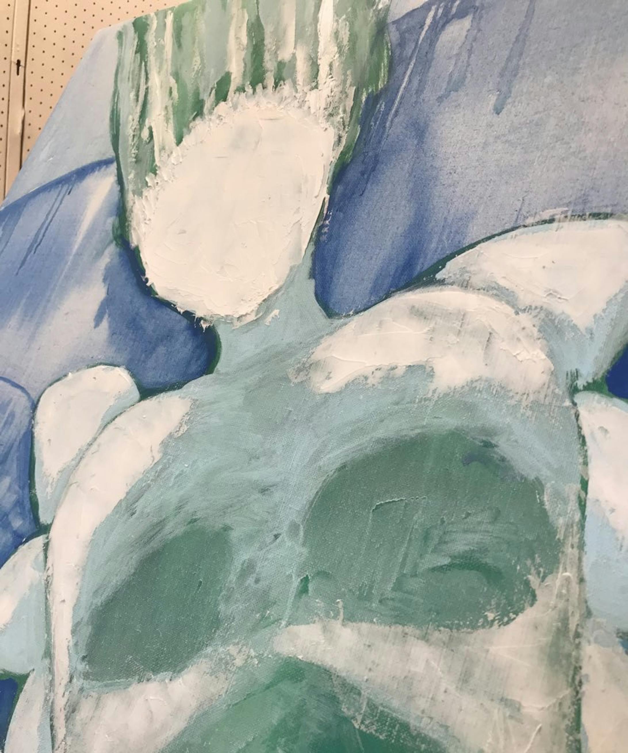 非常に縦長い作品なので、まじかに見た時に上からの圧力がなかったらいけないとモデリングペーストで立体感を出します。 非常に縦長い作品なので、まじかに見た時に上からの圧力がなかったらいけないとモデリングペーストで立体感を出します。