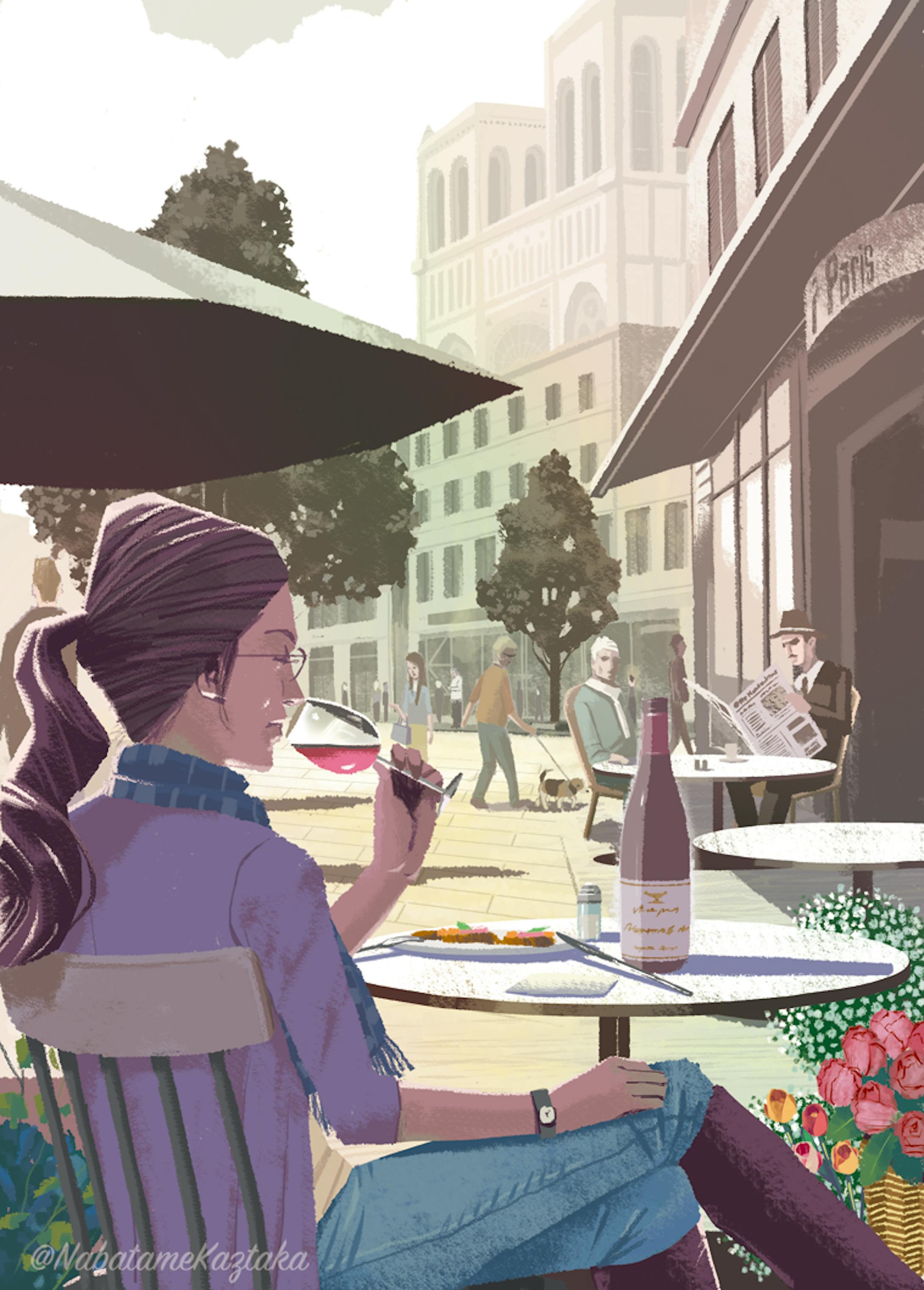 Paris  ポストカードイラスト-1