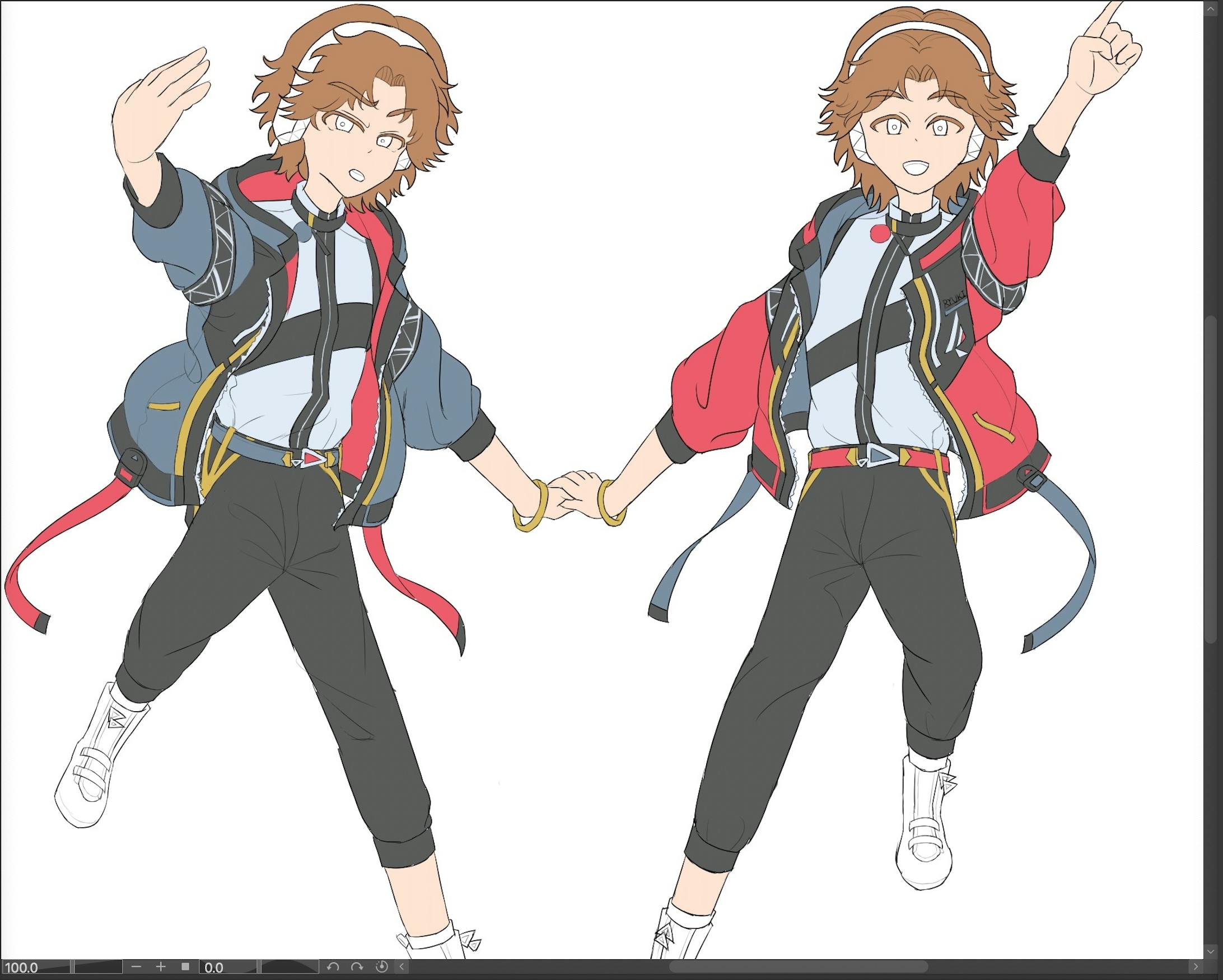 この先から完成まではだいぶスムーズに進みました。線画をしっかり描いてることもあり、CLIP STUDIO PAINTの塗りつぶし機能の判定が正確で、はみ出たり塗り残しを修正するだけの作業した。配色はキャラクターのイメージカラーに寄せた形になります。 この先から完成まではだいぶスムーズに進みました。線画をしっかり描いてることもあり、CLIP STUDIO PAINTの塗りつぶし機能の判定が正確で、はみ出たり塗り残しを修正するだけの作業した。配色はキャラクターのイメージカラーに寄せた形になります。