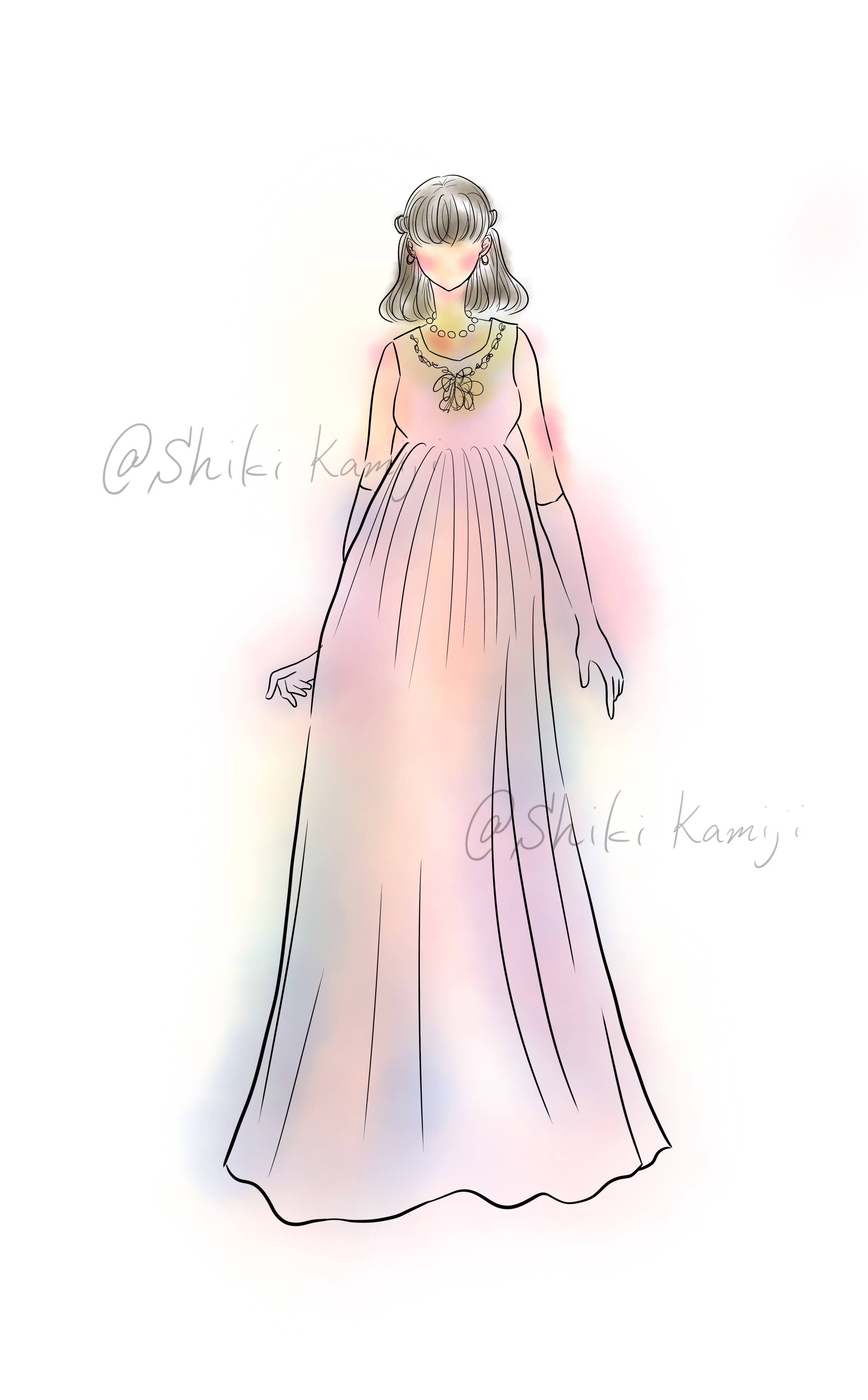 オシャレなドレスライン紹介イラスト-1