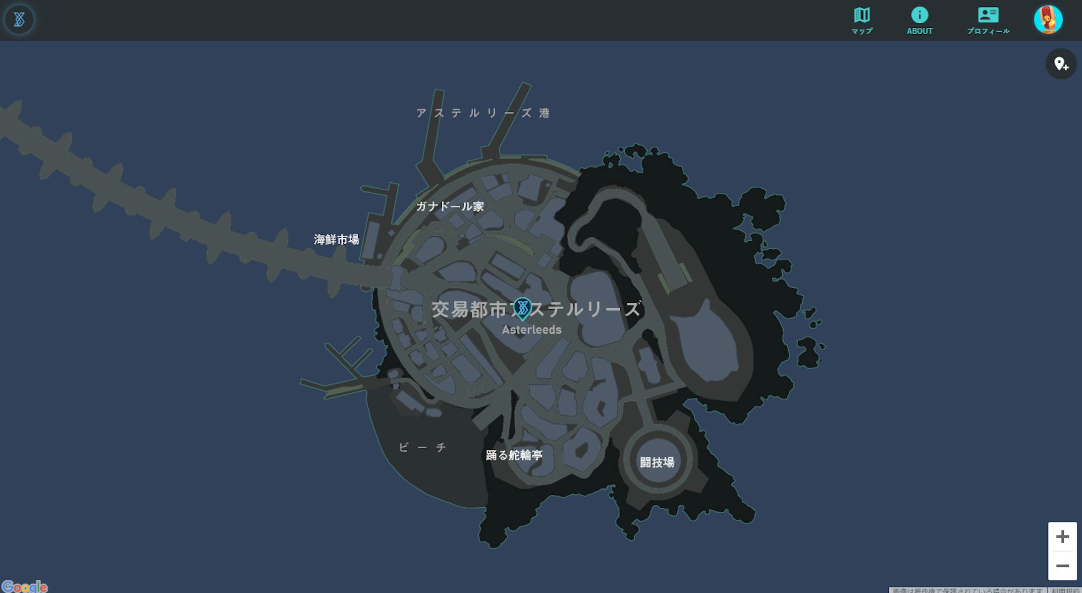 ▲ 最初期のリリース時。マップのテクスチャが現在と違い、ほぼダークブルートーンで視認性が低い。